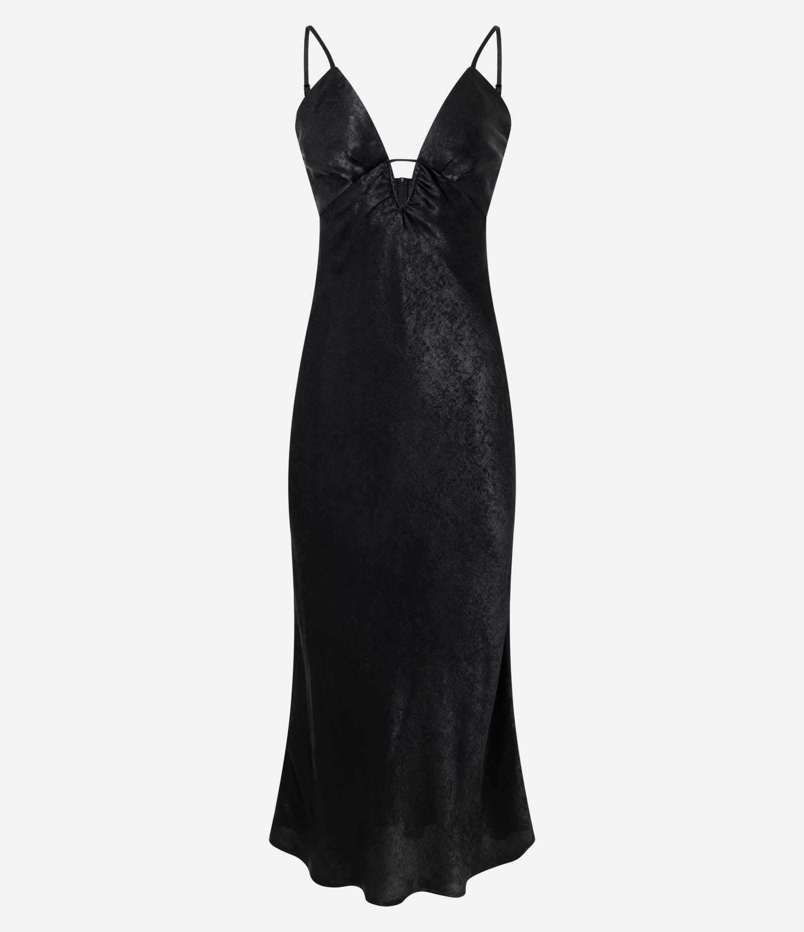 Vestido Sleep Dress New Midi Acetinado com Decote Profundo Preto 5