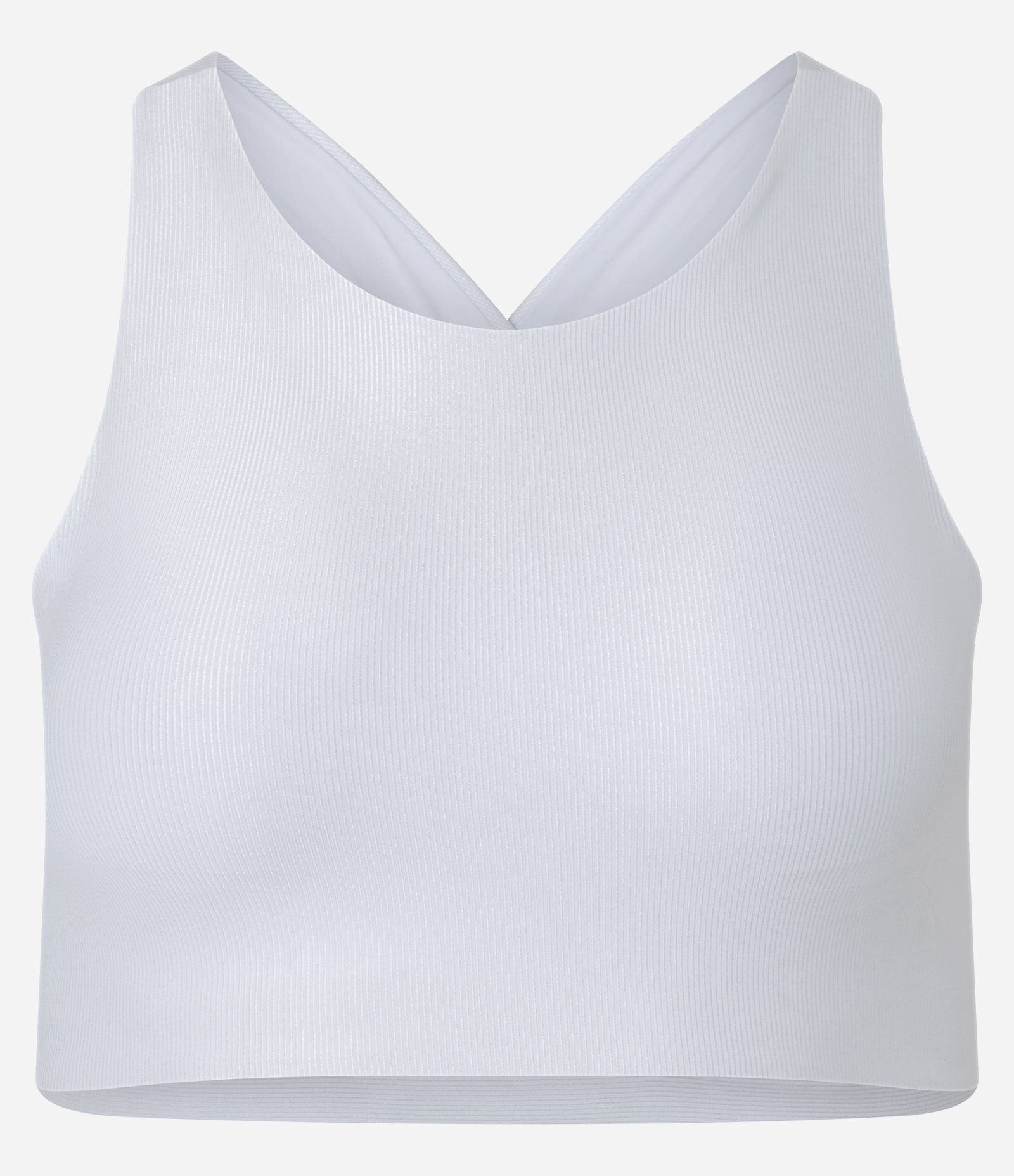 Top Halter Esportivo em Microfibra Brilhante com Recortes Traseiros Branco 4