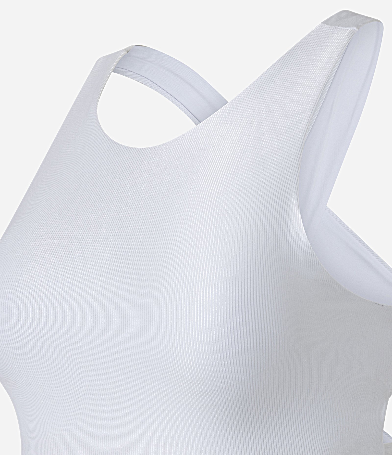 Top Halter Esportivo em Microfibra Brilhante com Recortes Traseiros Branco 5
