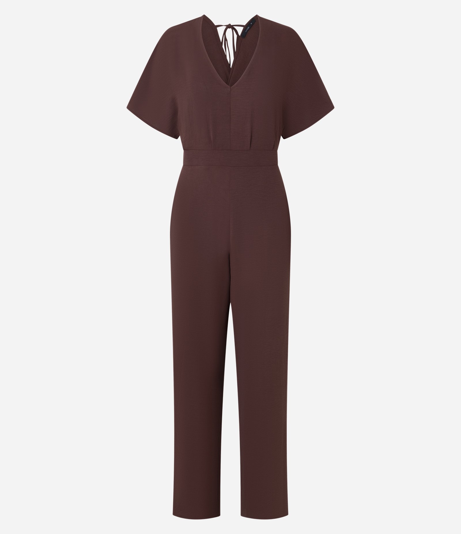 Macacão Pantalona em Crepe com Decote V Marrom 5