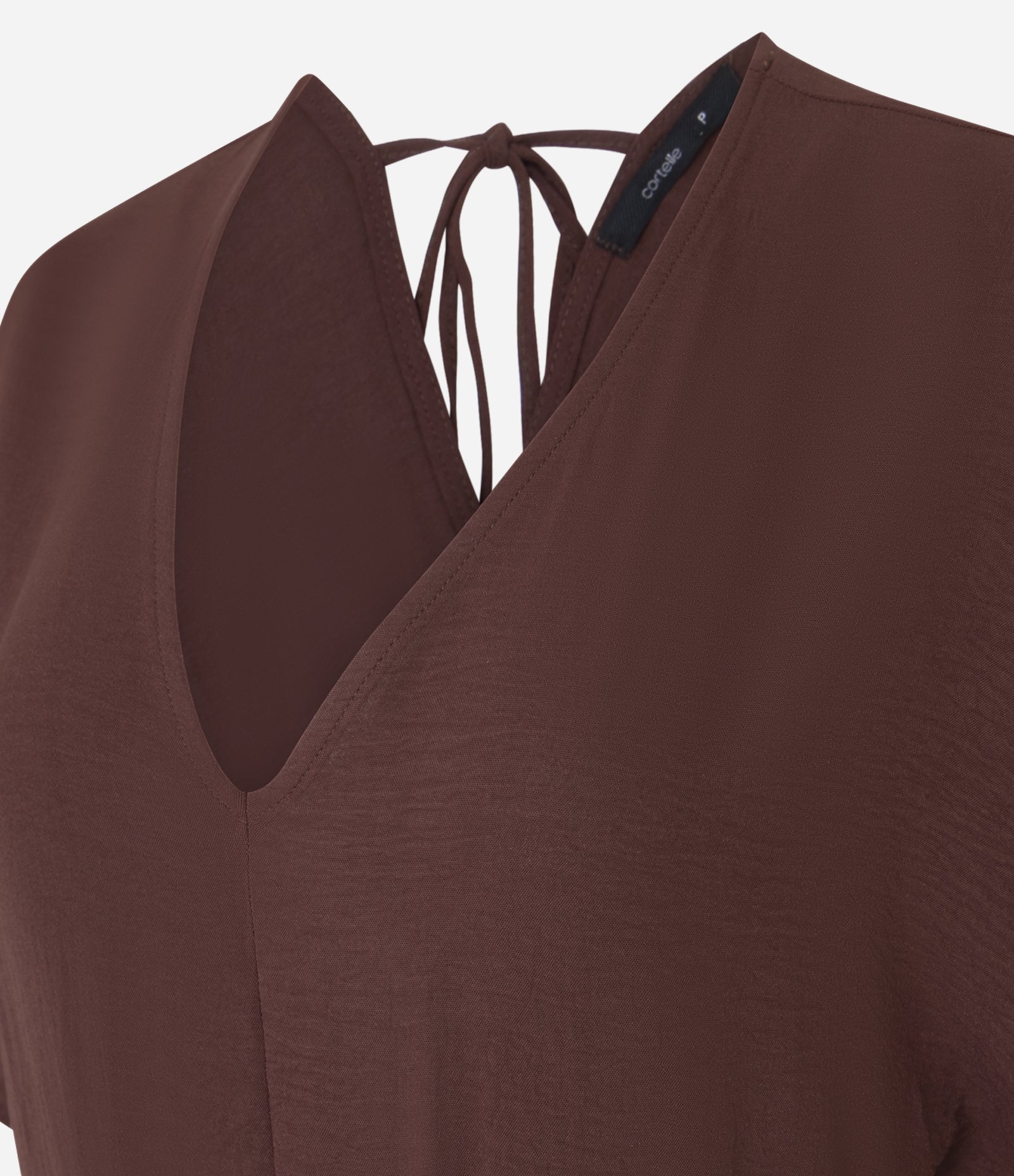 Macacão Pantalona em Crepe com Decote V Marrom 6