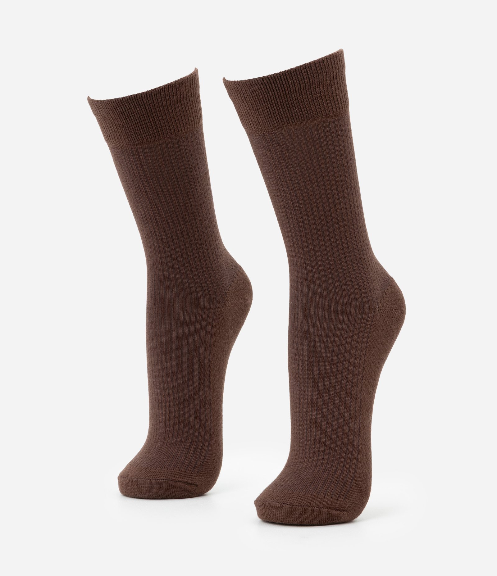 Meia Cano Médio em Viscose Texturizada Marrom 1