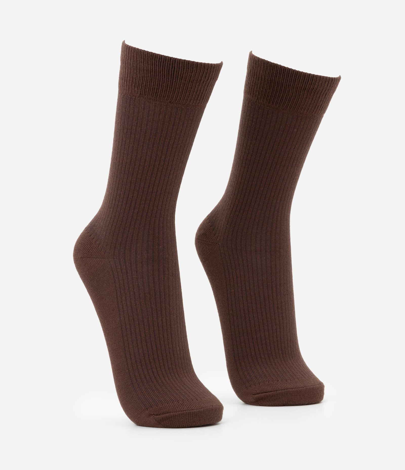 Meia Cano Médio em Viscose Texturizada Marrom 2