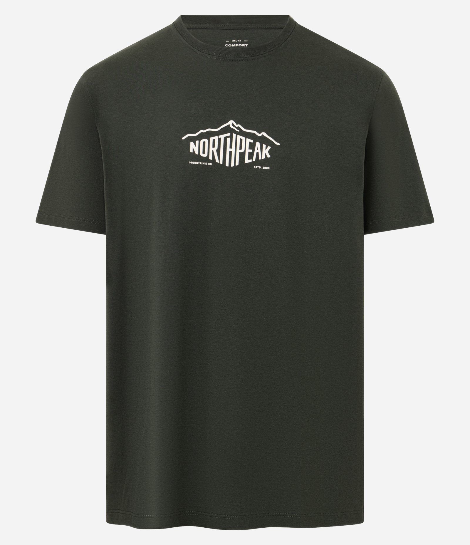 Camiseta Comfort em Algodão Peruano com Estampa Lettering Northpeak Verde 1