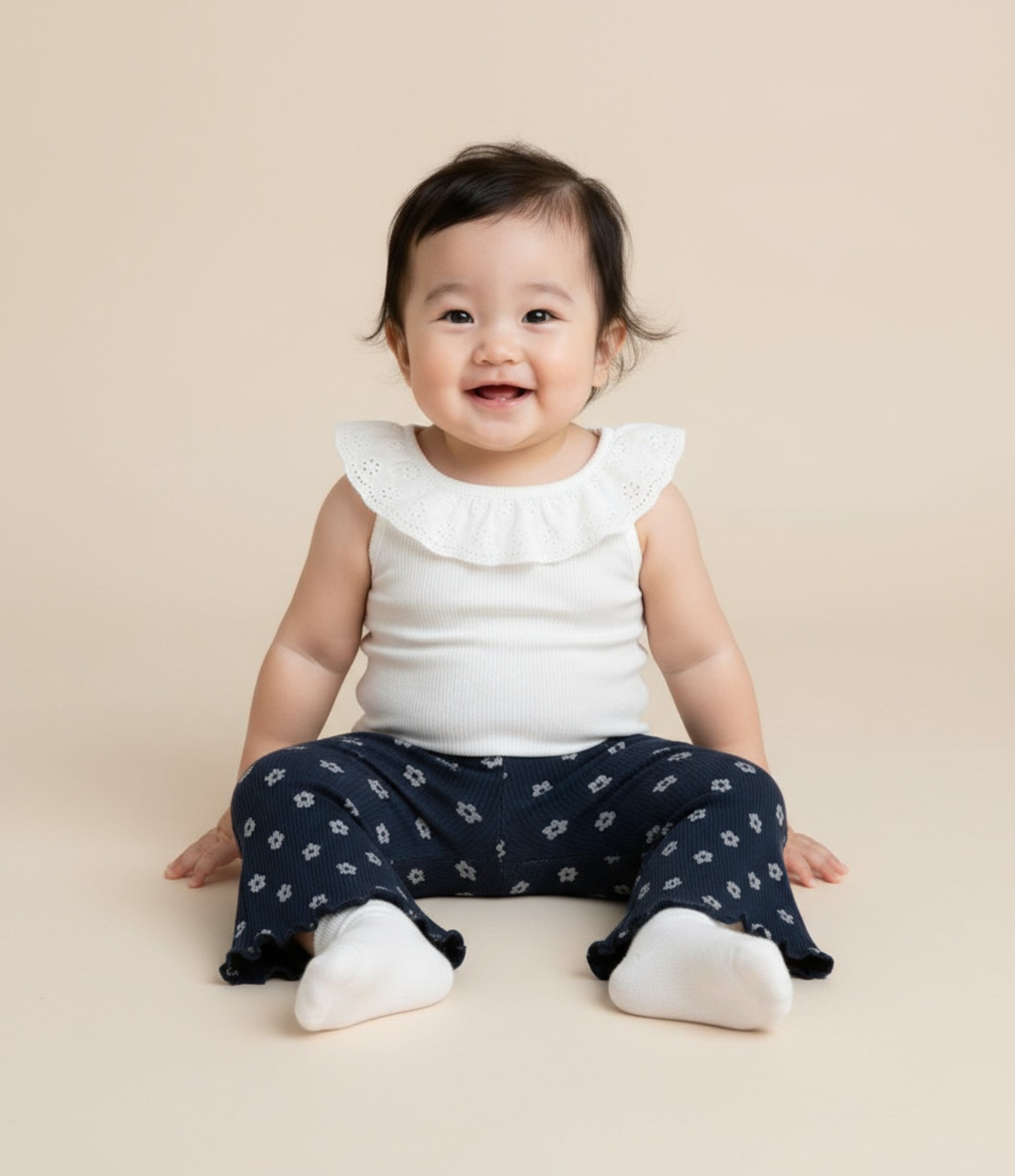 Calça Flare Infantil com Estampa Florzinhas - Tam 0 a 18 meses Azul 1