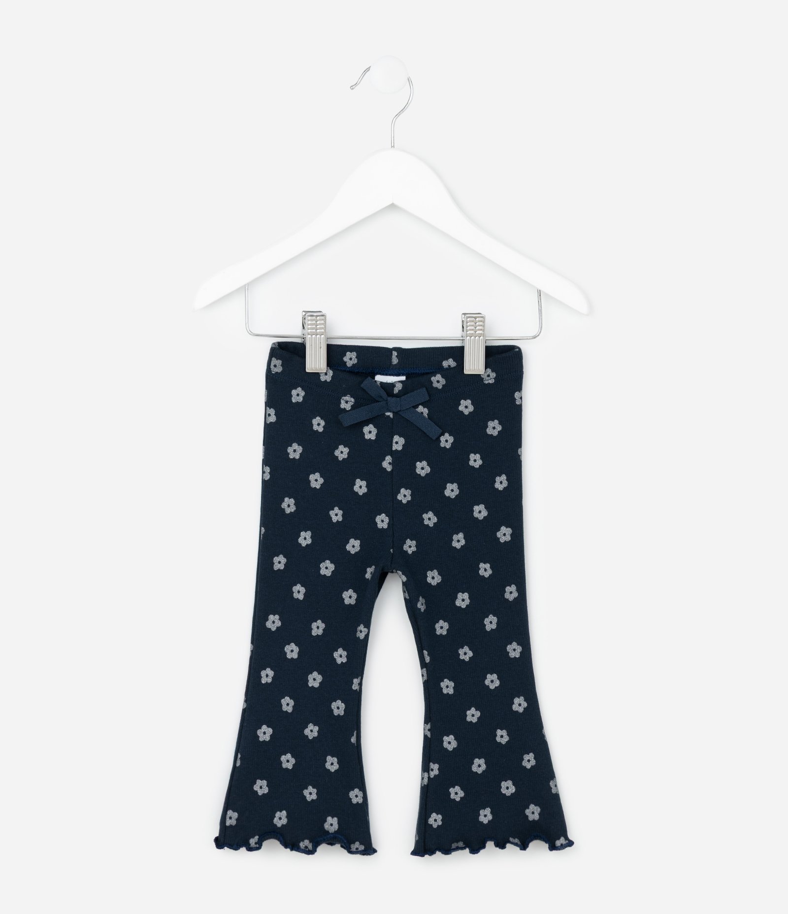 Calça Flare Infantil com Estampa Florzinhas - Tam 0 a 18 meses Azul 2