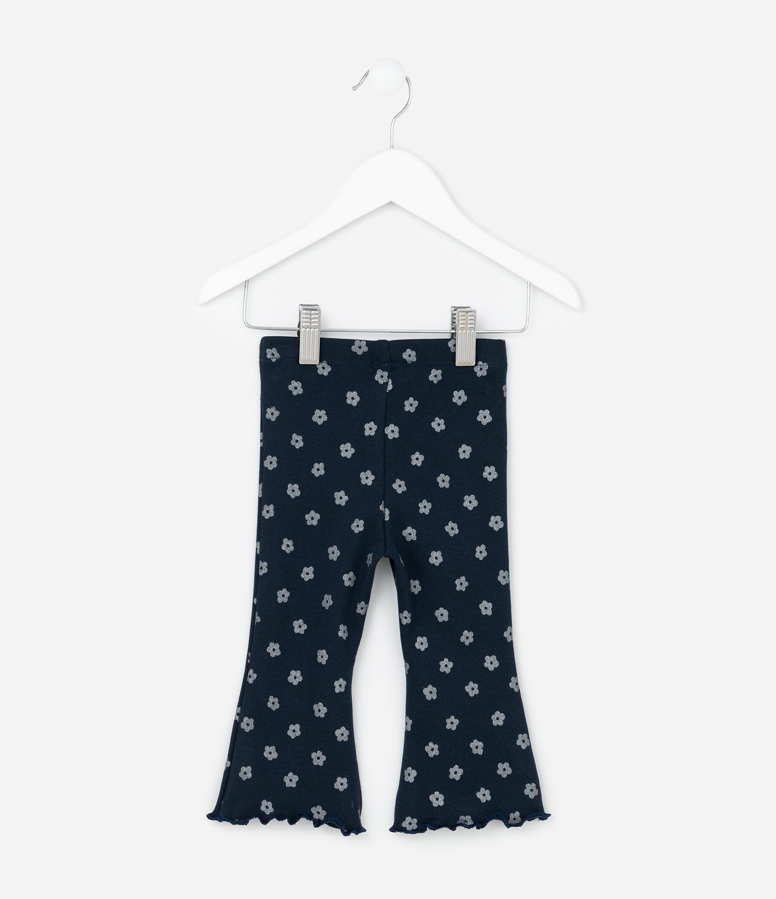 Calça Flare Infantil com Estampa Florzinhas - Tam 0 a 18 meses Azul 3