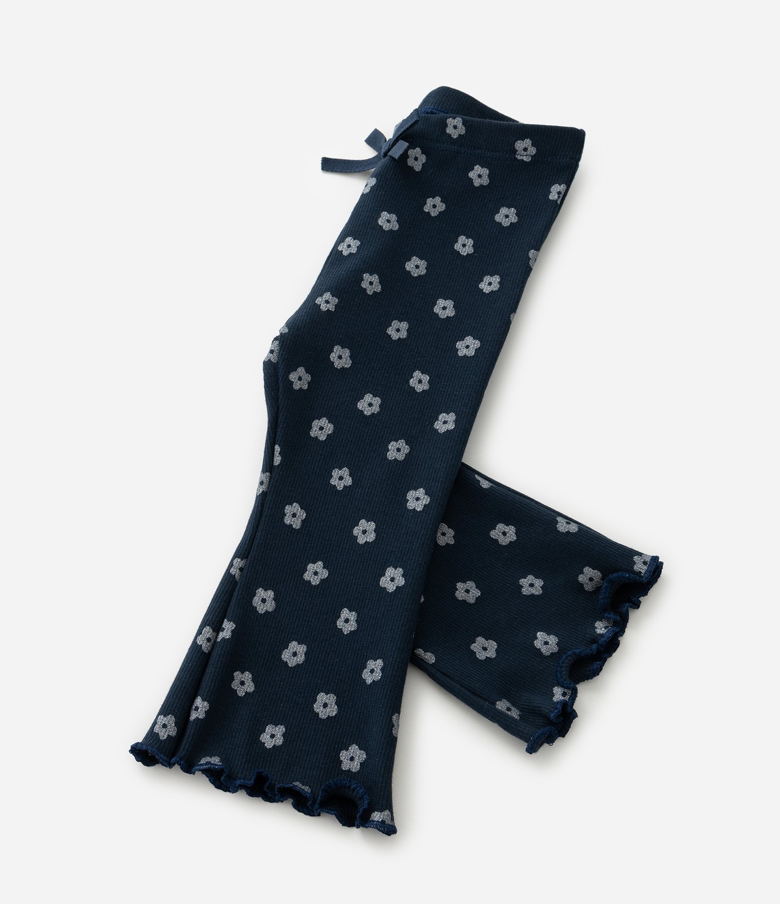 Calça Flare Infantil com Estampa Florzinhas - Tam 0 a 18 meses Azul 6