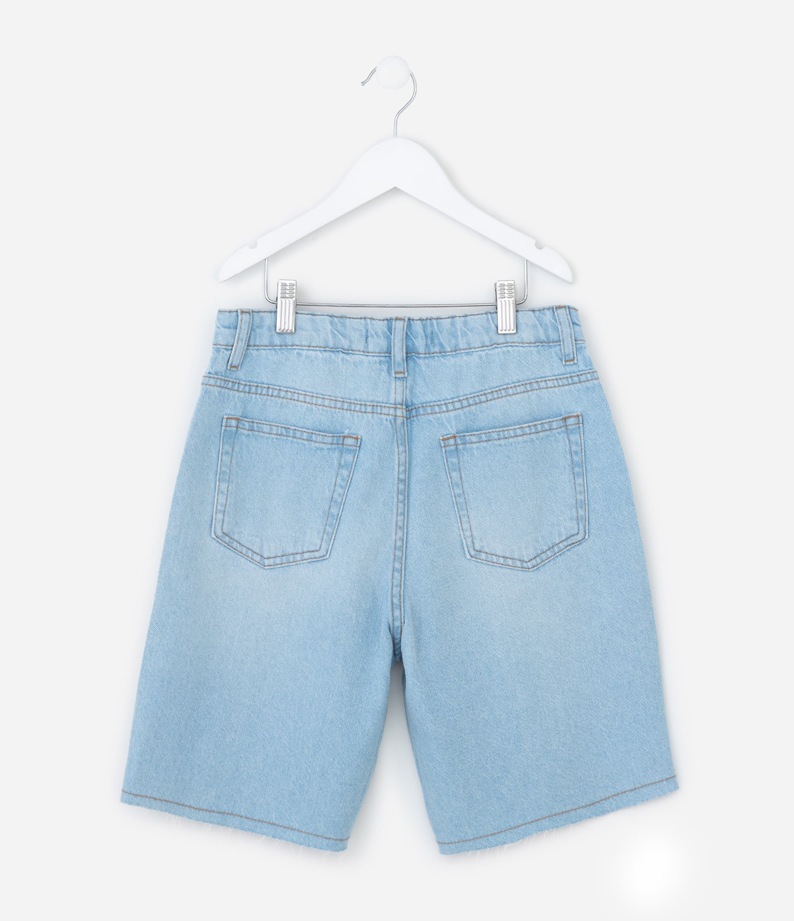 Bermuda Jorts Infantil em Jeans com Aplicação de Brilhos Laterais - Tam 5 a 14 Anos Azul 3