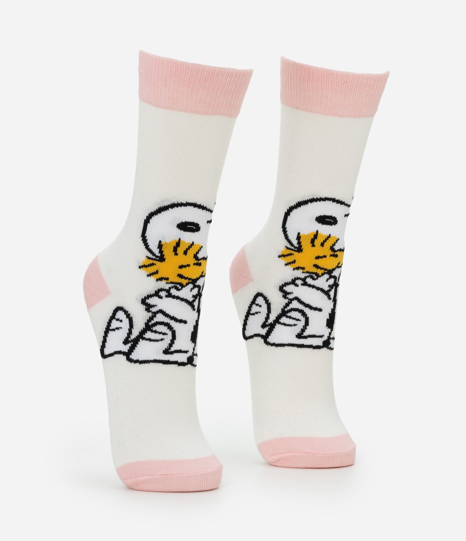 Meia Cano Alto em Algodão com Estampa Snoopy Branco 2