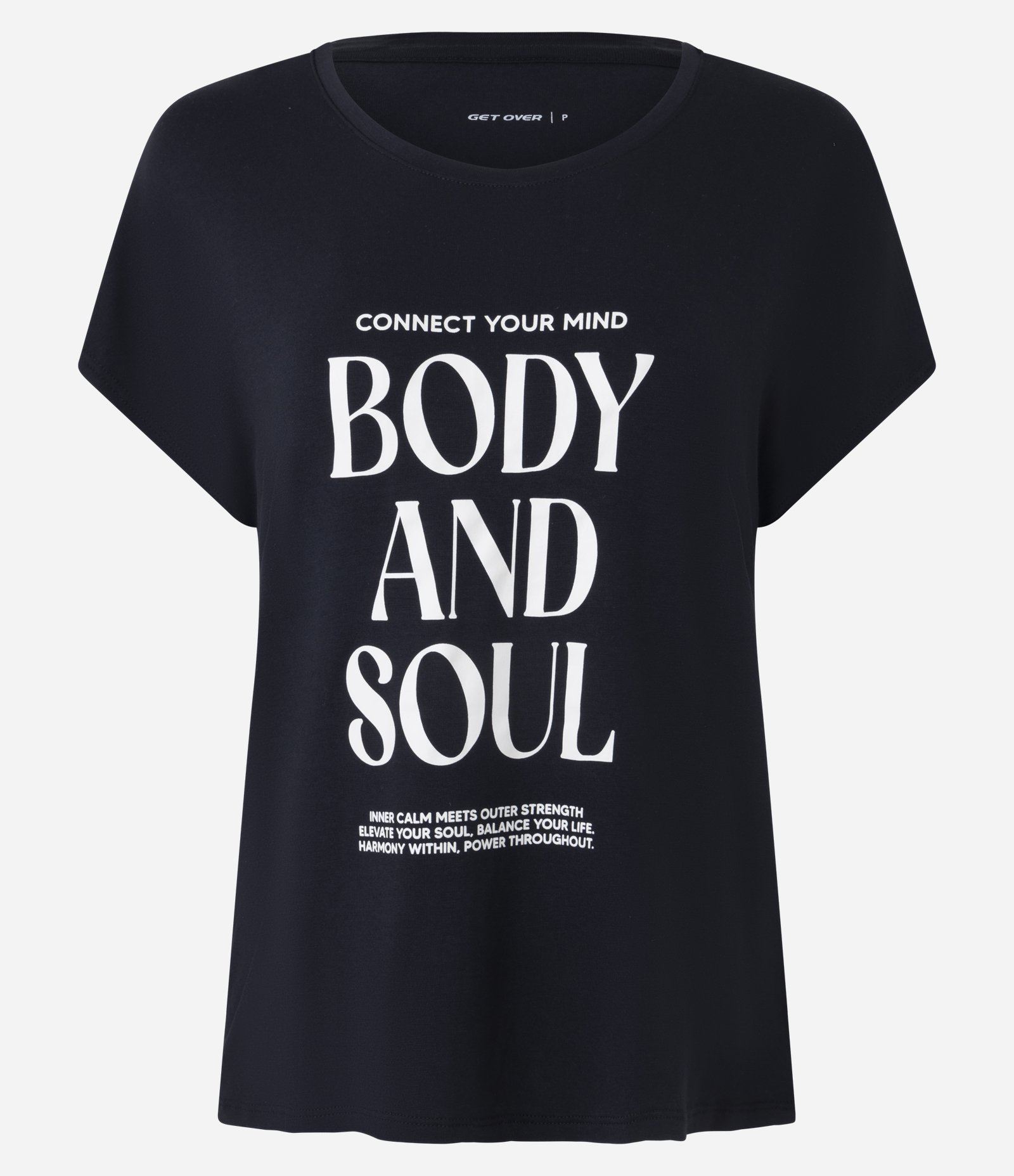 Camiseta Ampla Esportiva em Viscose com Estampa Body and Soul Preto 3