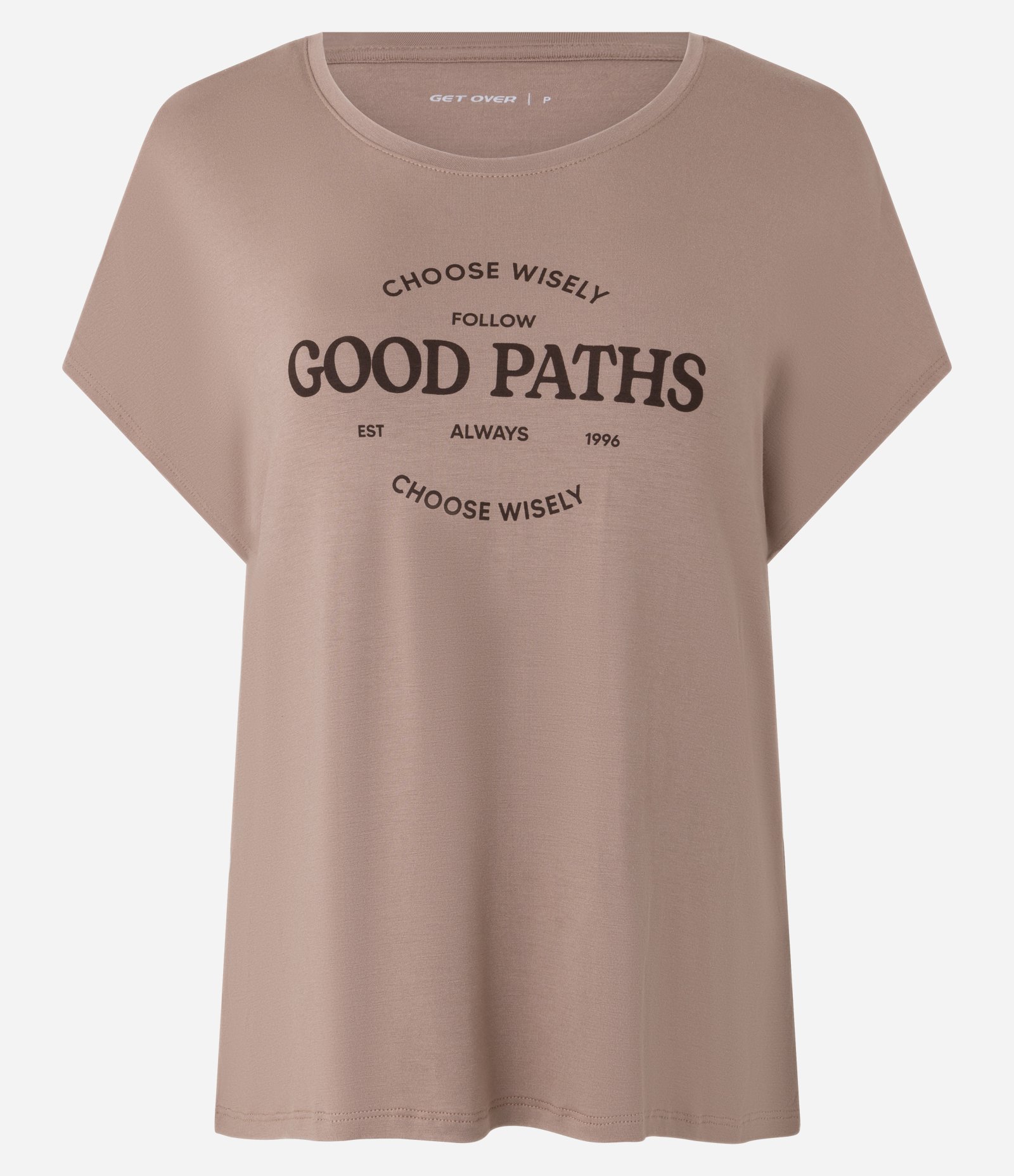 Camiseta Ampla Estampada em Viscose com Estampa Good Paths Marrom 3