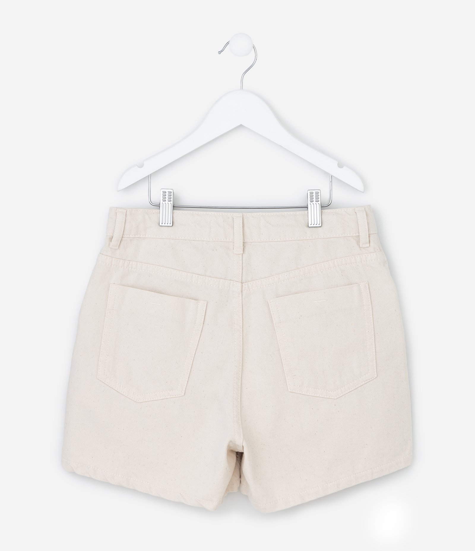 Short Infantil Regular em Sarja com Renda - Tam 5 a 14 anos Bege 2