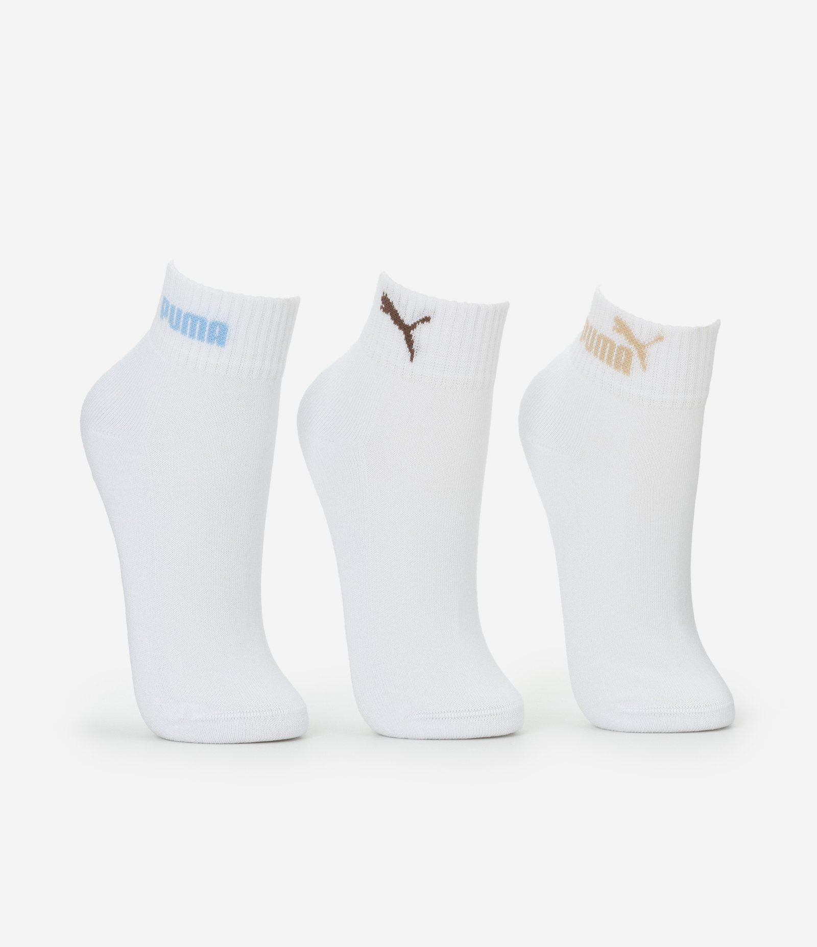 Kit 03 Meias Cano Baixo Esportiva em Algodão com Logo Puma Branco 2
