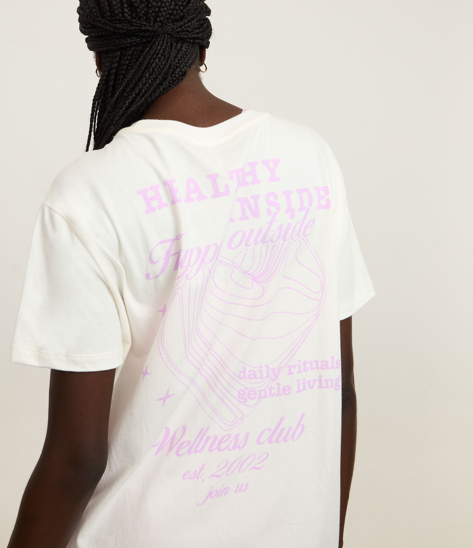 Camiseta Oversized Esportiva em Algodão com Estampa Coração Wellness Club Branco 1