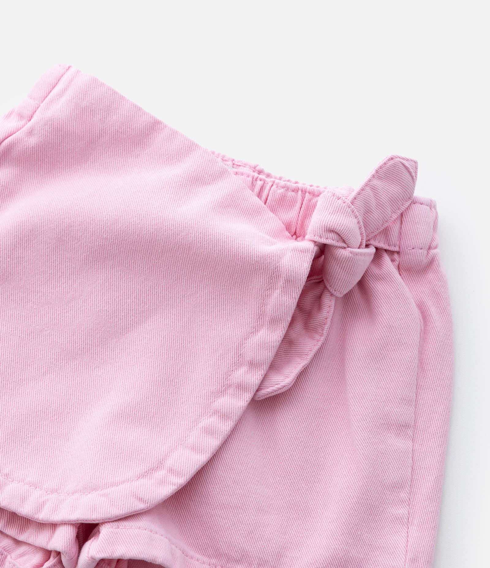 Short Saia Infantil em Sarja com Laço - Tam 1 a 6 anos Rosa 5