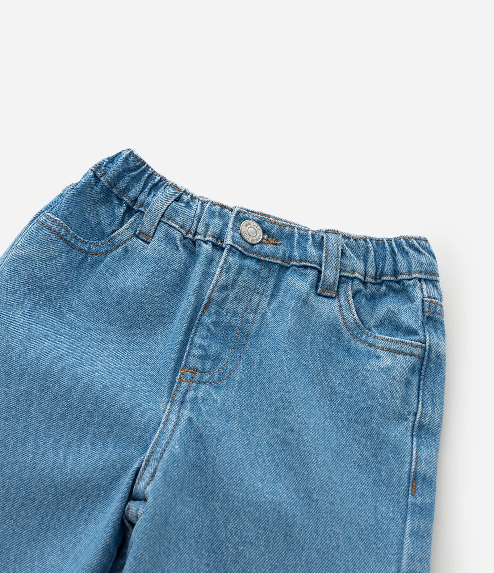 Calça Infantil Mom em Jeans com Babados na Barra - Tam 1 a 5 Anos Azul 4