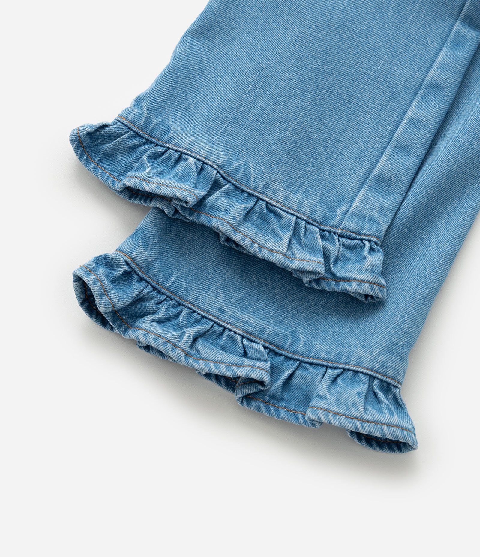 Calça Infantil Mom em Jeans com Babados na Barra - Tam 1 a 5 Anos Azul 5