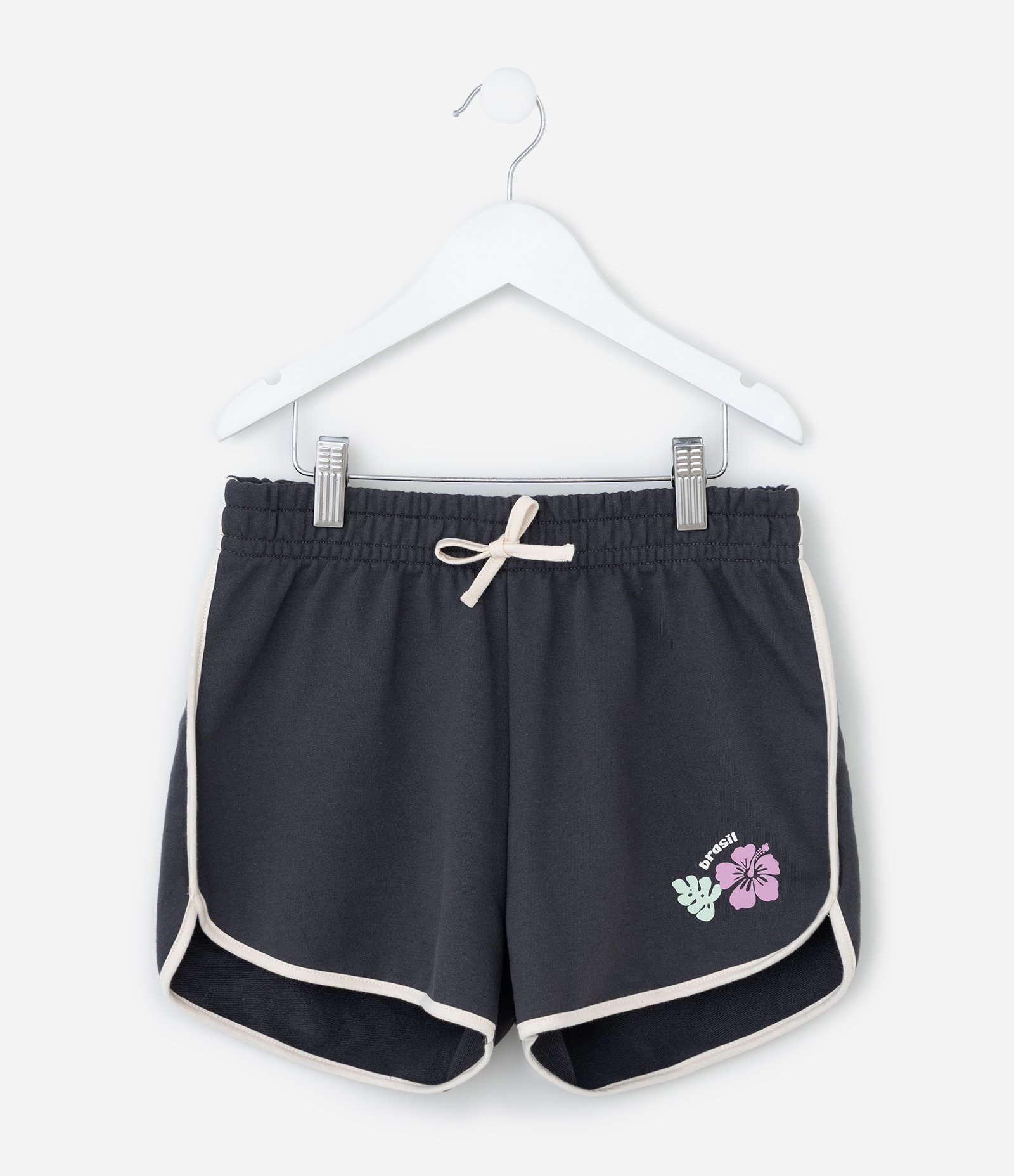 Short Infantil Runner em Moletom sem Felpa com Estampa de Flor - Tam 7 a 14 Anos Azul 1