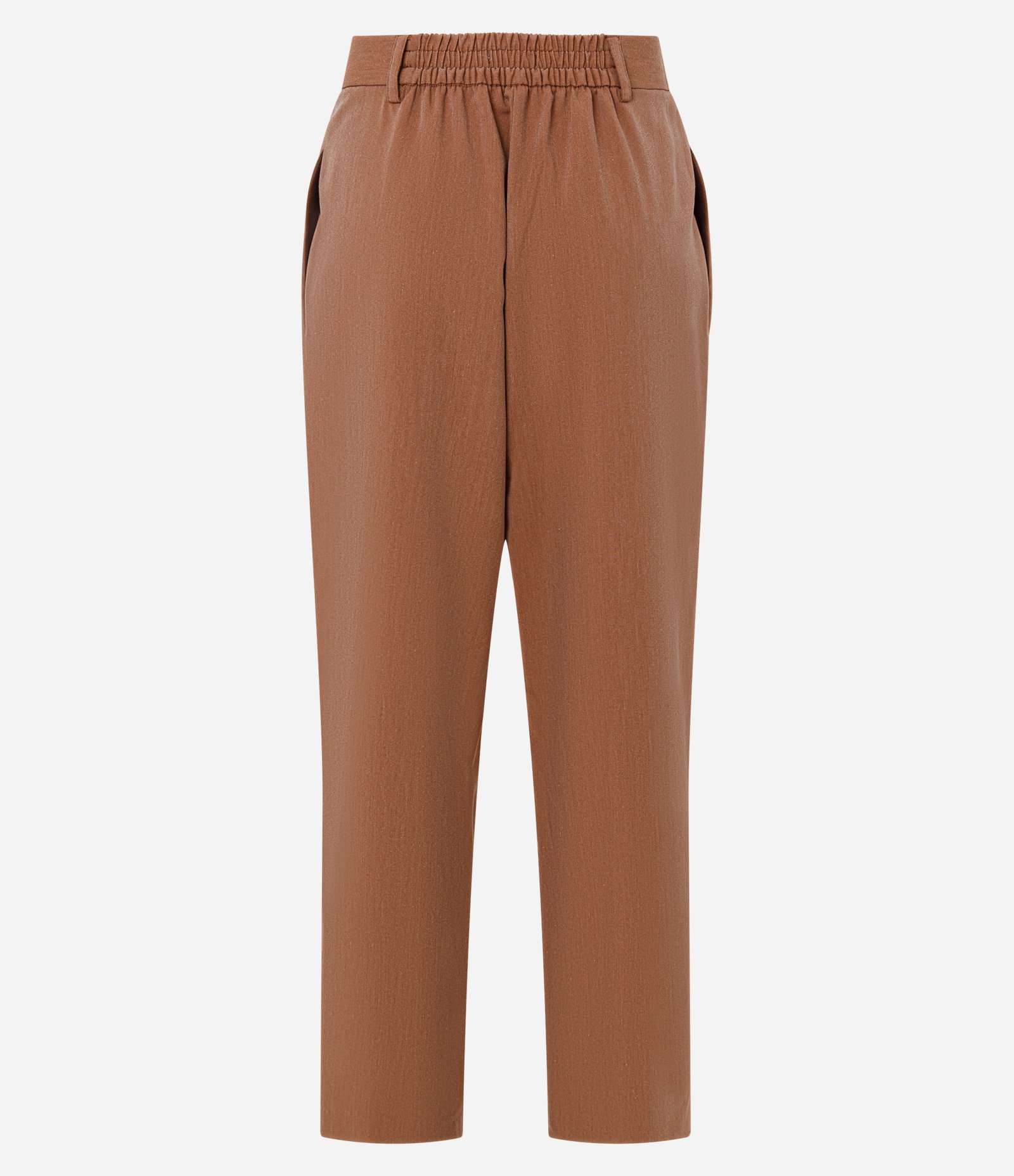 Calça Reta Alfaiatada com Textura e Bolsos Caramelo 6