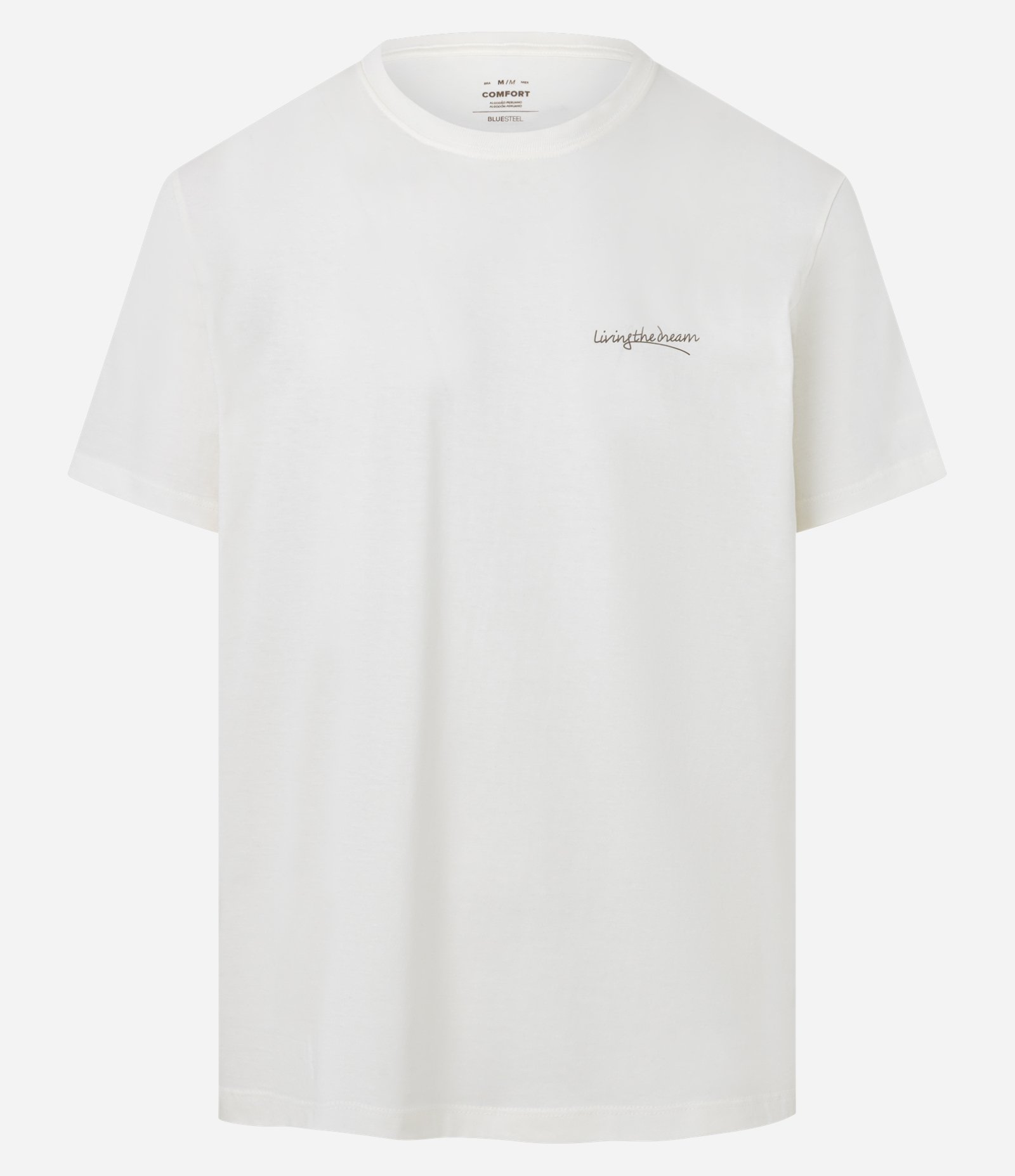 Camiseta Comfort em Algodão Peruano com Estampa Abstrata Branco 1