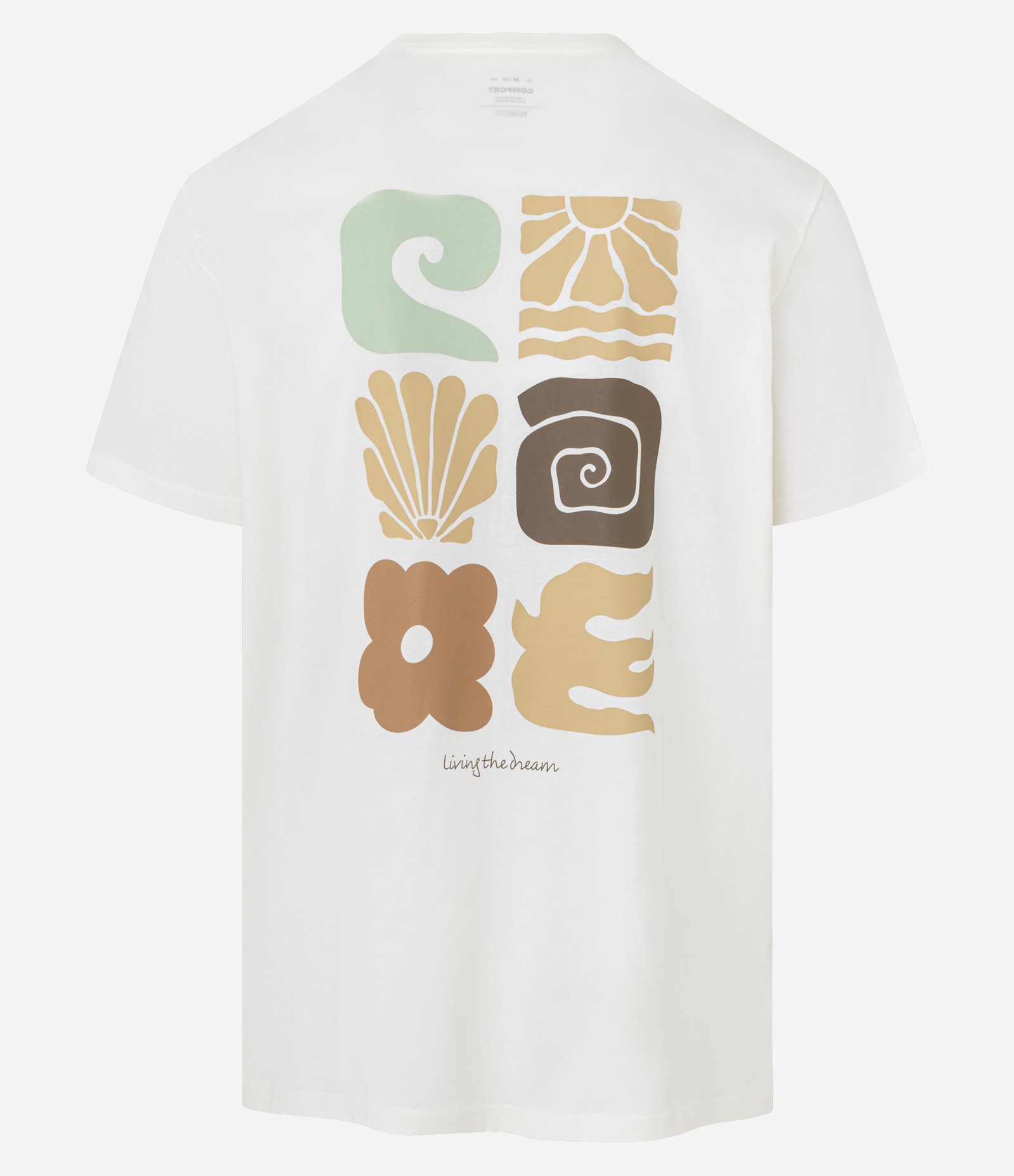 Camiseta Comfort em Algodão Peruano com Estampa Abstrata Branco 2