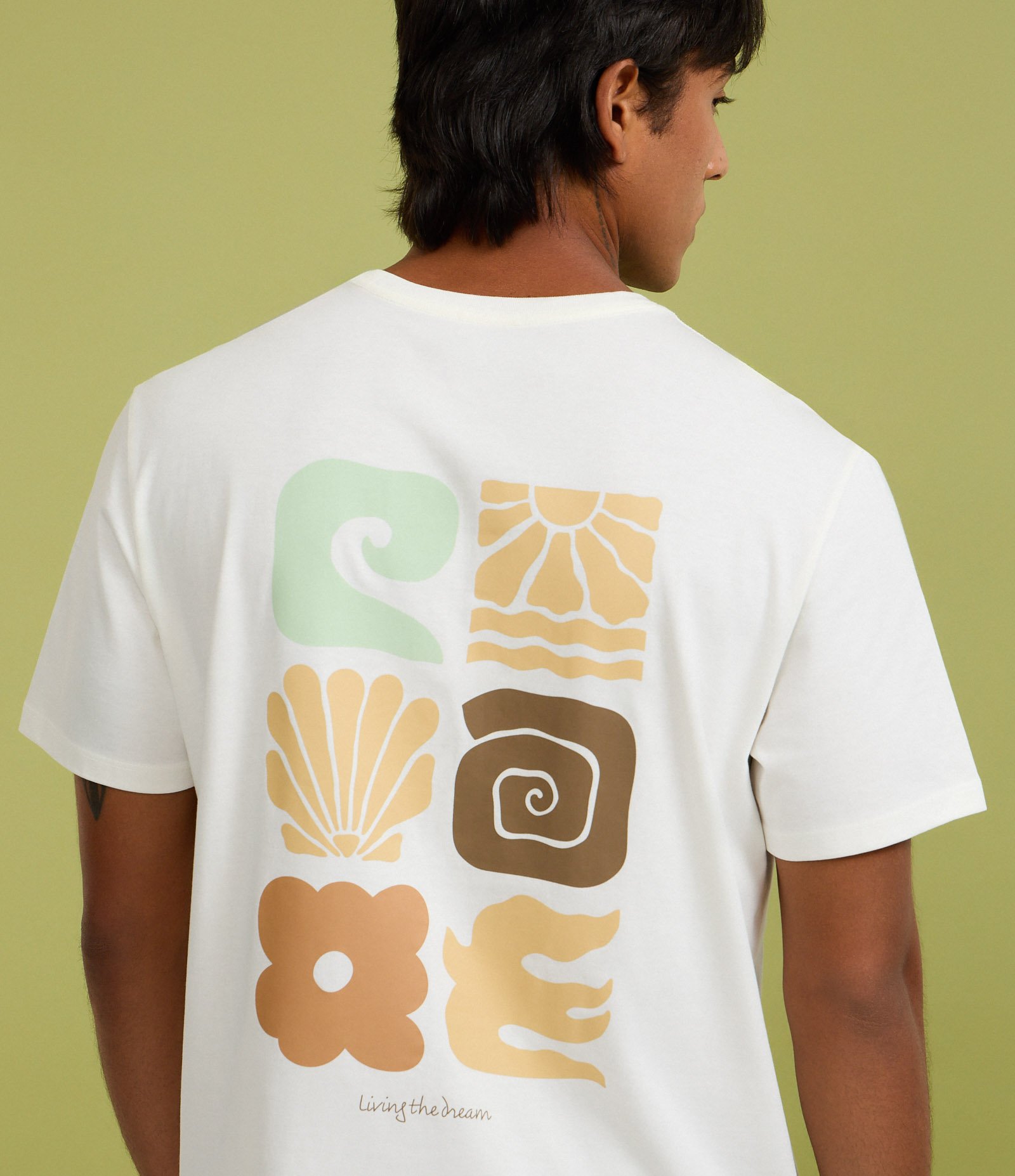 Camiseta Comfort em Algodão Peruano com Estampa Abstrata Branco 2