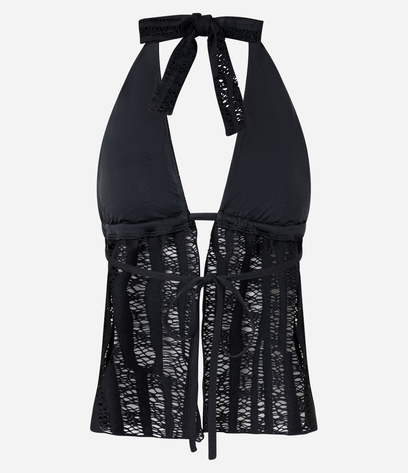 Blusa com Frente Única em Renda Preto 8