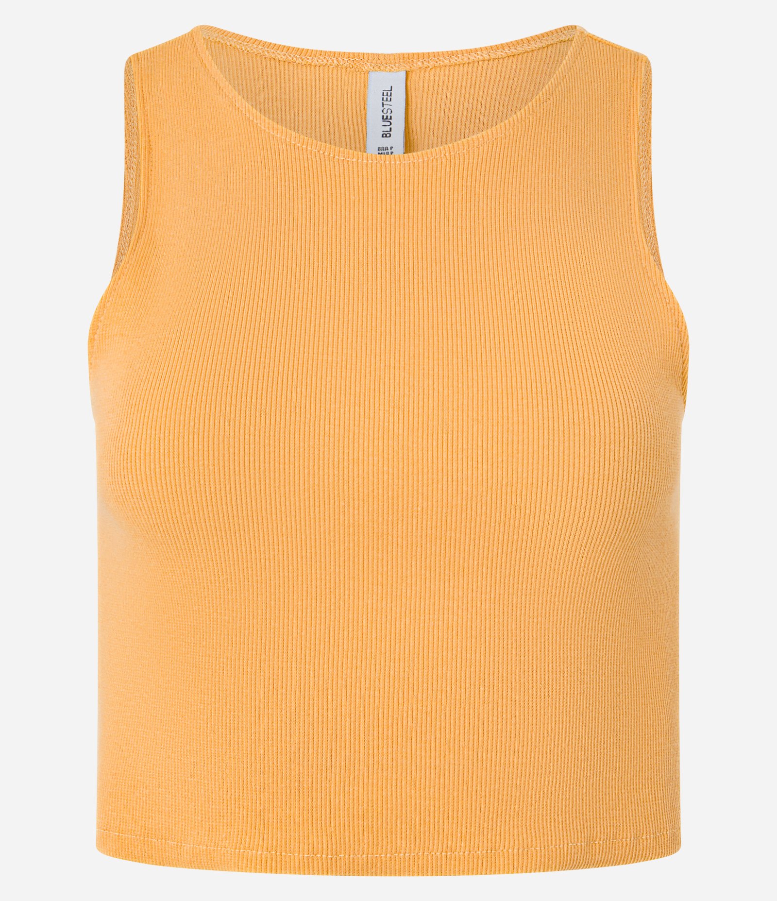 Blusa Cropped sem Manga em Algodão com Textura Canelada Laranja 5