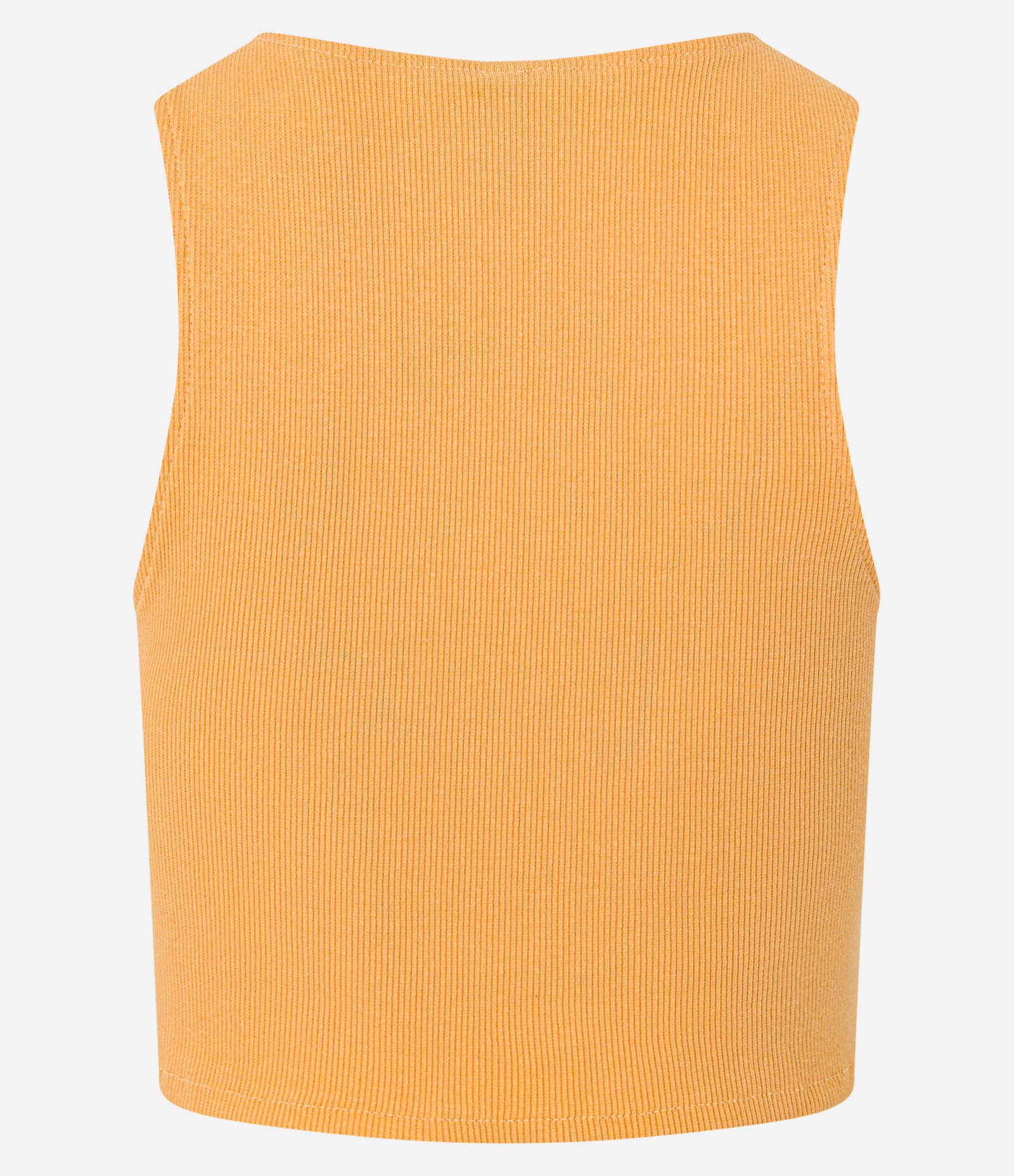 Blusa Cropped sem Manga em Algodão com Textura Canelada Laranja 7