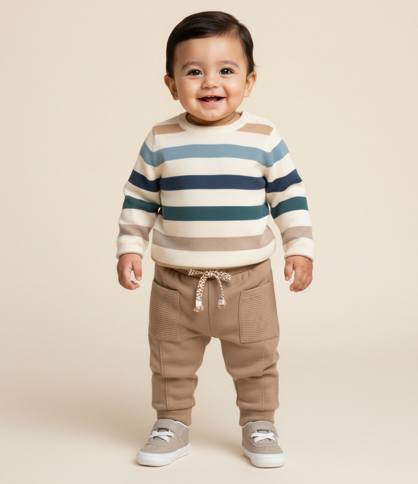 Blusão em Tricô Infantil com Estampa Listrada - Tam 0 A 18 meses Multicores 1