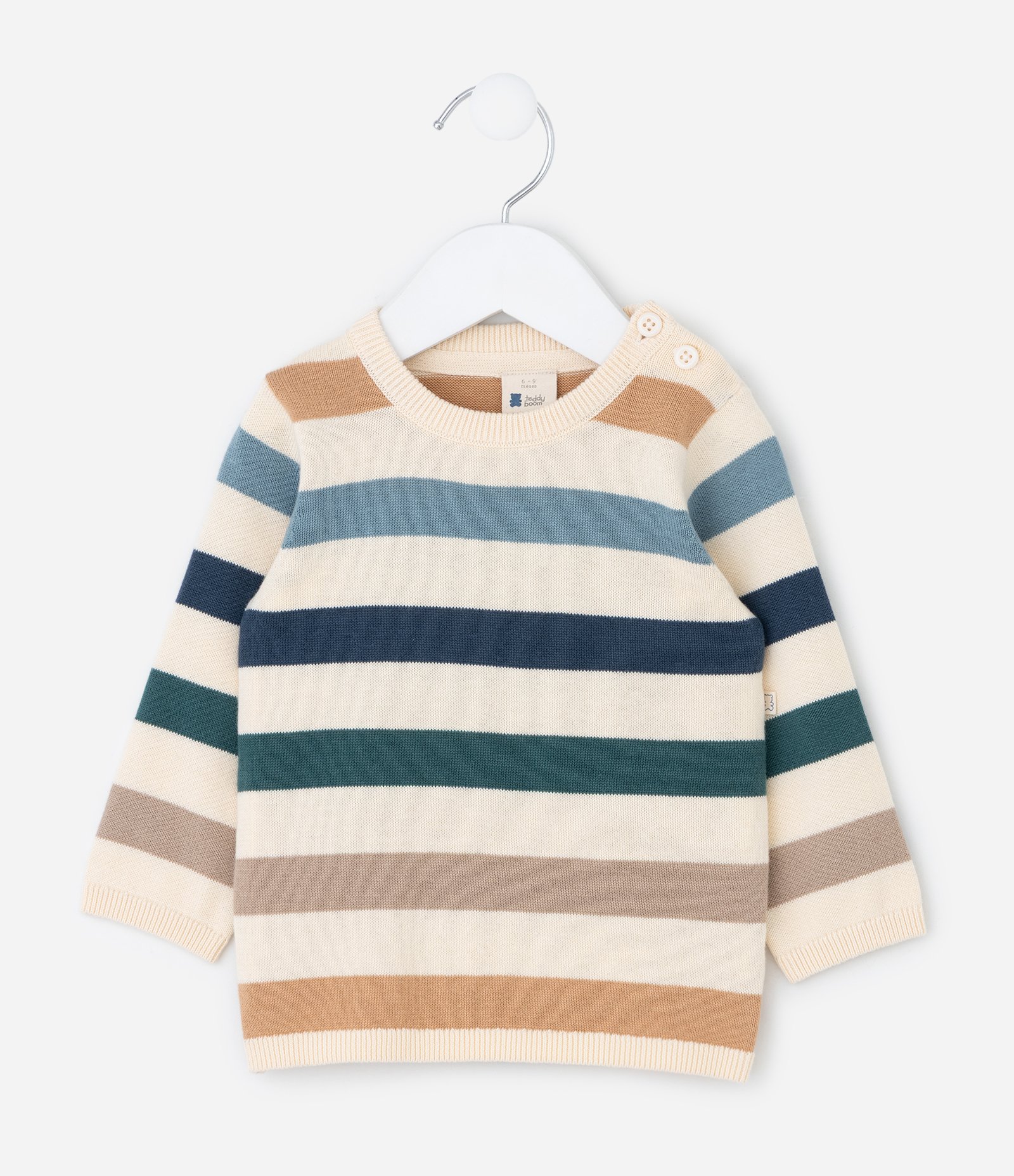 Blusão em Tricô Infantil com Estampa Listrada - Tam 0 A 18 meses Multicores 2