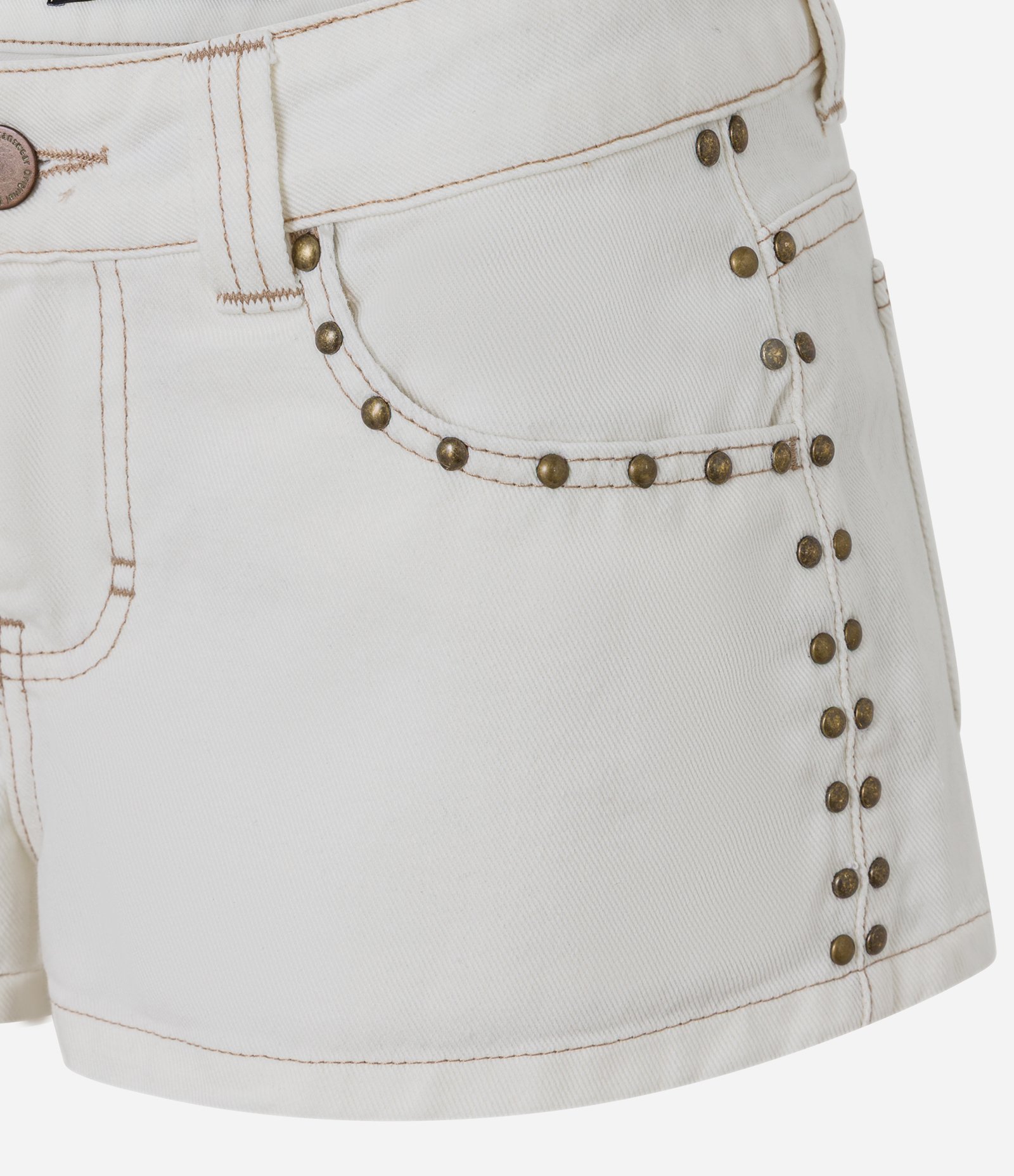 Shot Micro em Sarja com Tachas e Costura Aparente Off White 6