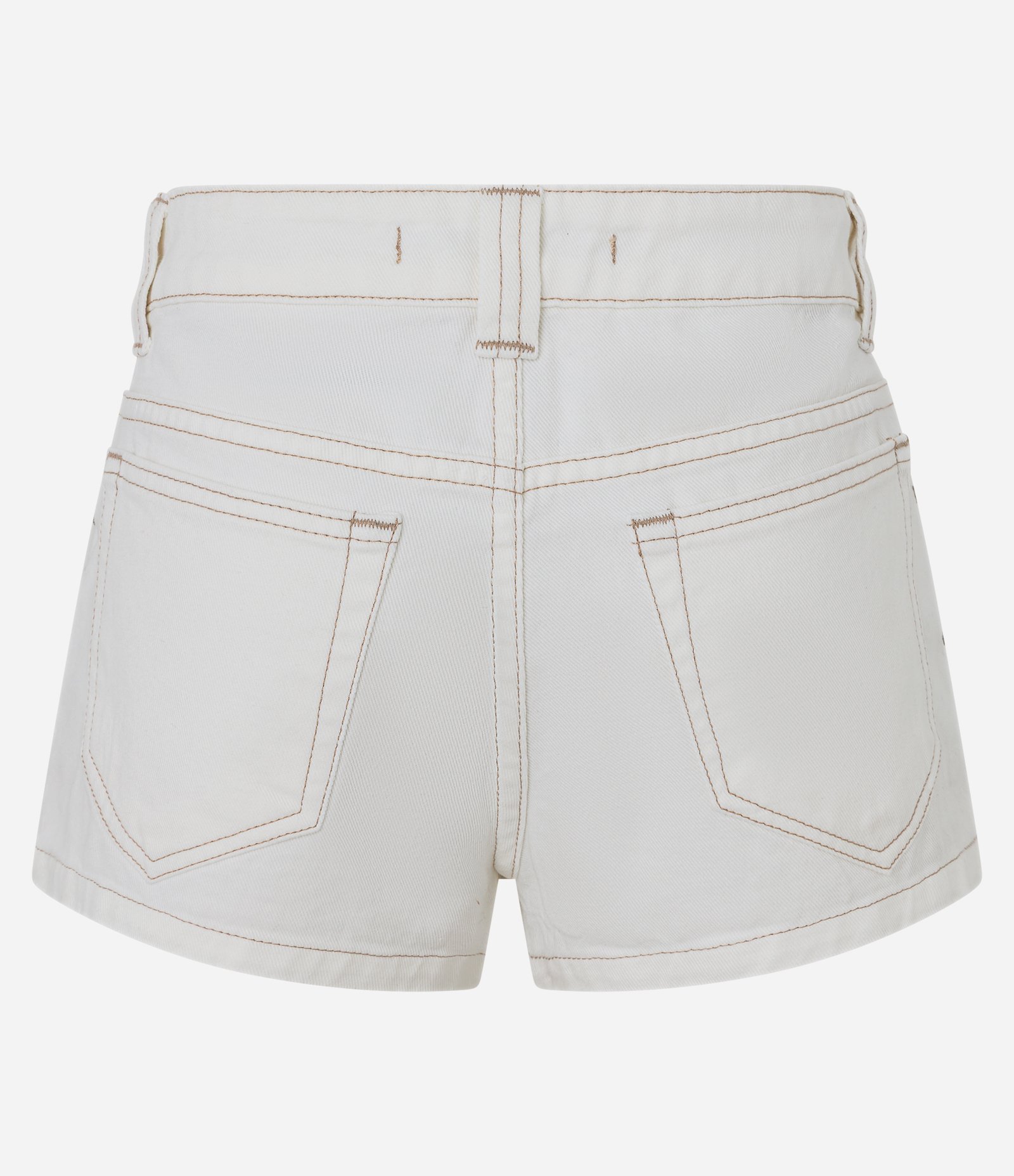 Shot Micro em Sarja com Tachas e Costura Aparente Off White 7