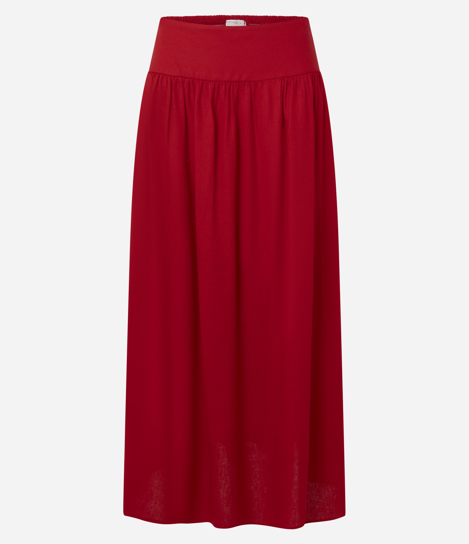 Saia Evasê Longa em Viscolinho com Lastex no Còs Vermelho 5