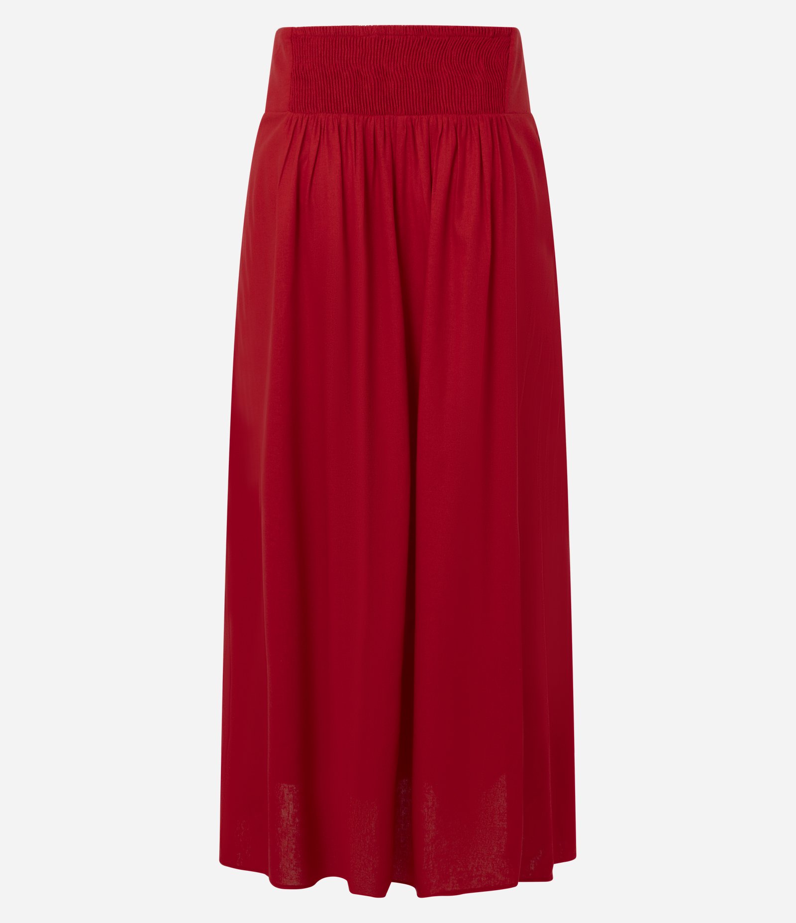 Saia Evasê Longa em Viscolinho com Lastex no Còs Vermelho 6