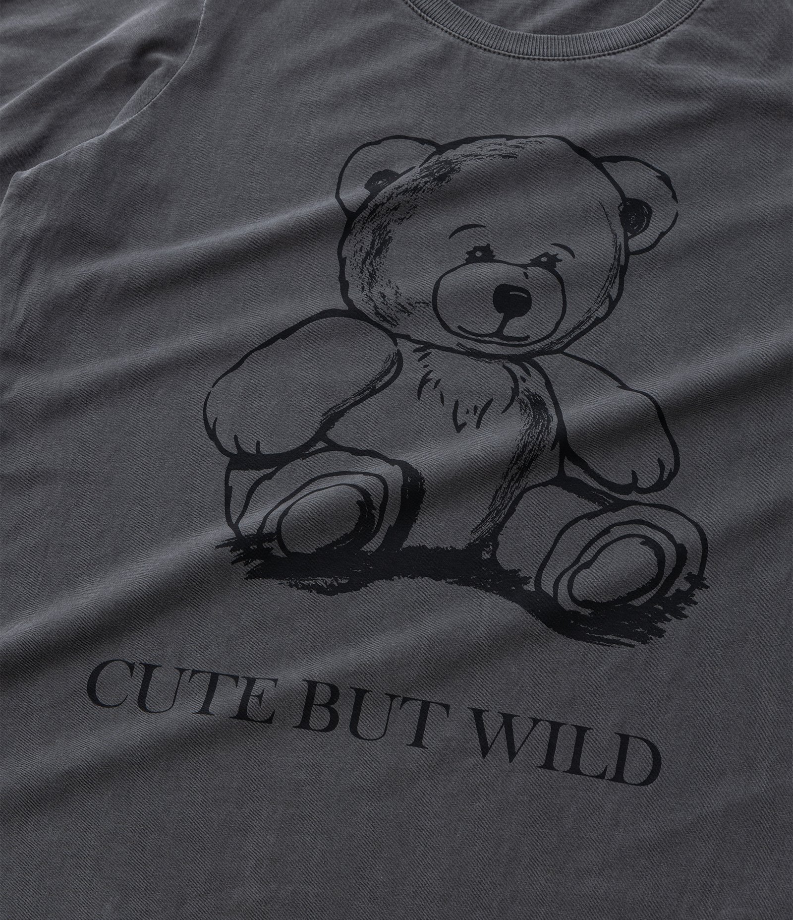 Camiseta Alongada em Algodão com Estampa Ursinho Wild Curve & Plus Size Preto Estonado 7