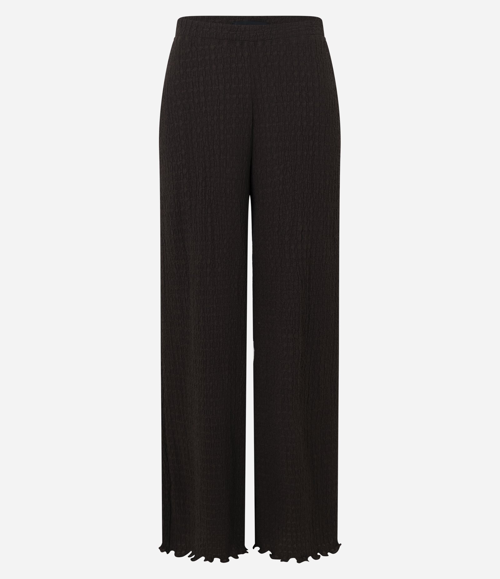 Calça Texturizada com Cós Elásticos Marrom 4