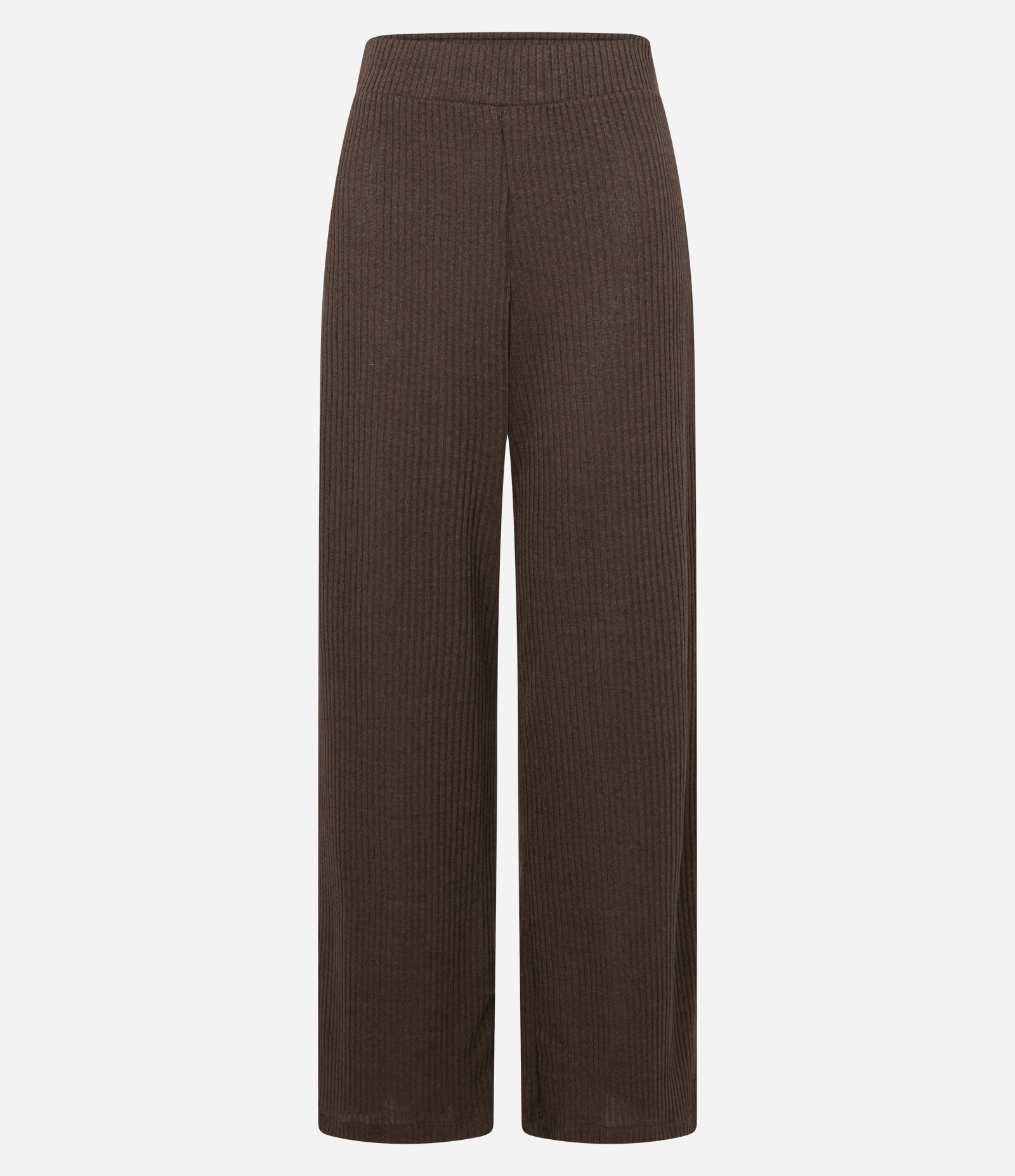 Calça Wide Leg em Ribana Texturizada Marrom 1
