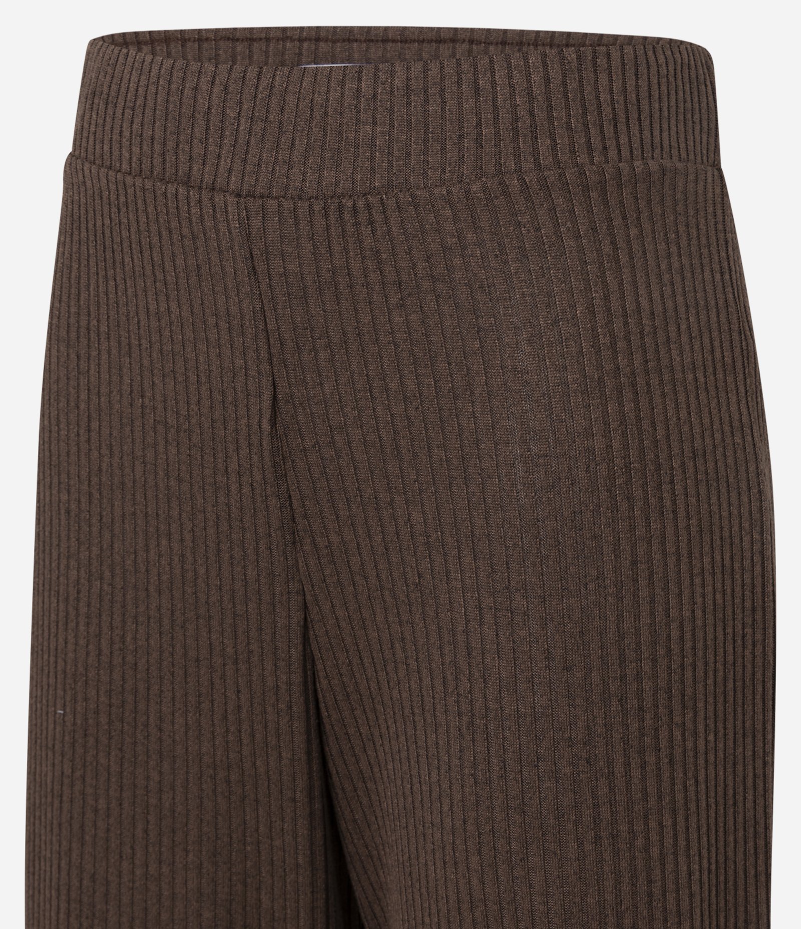 Calça Wide Leg em Ribana Texturizada Marrom 2