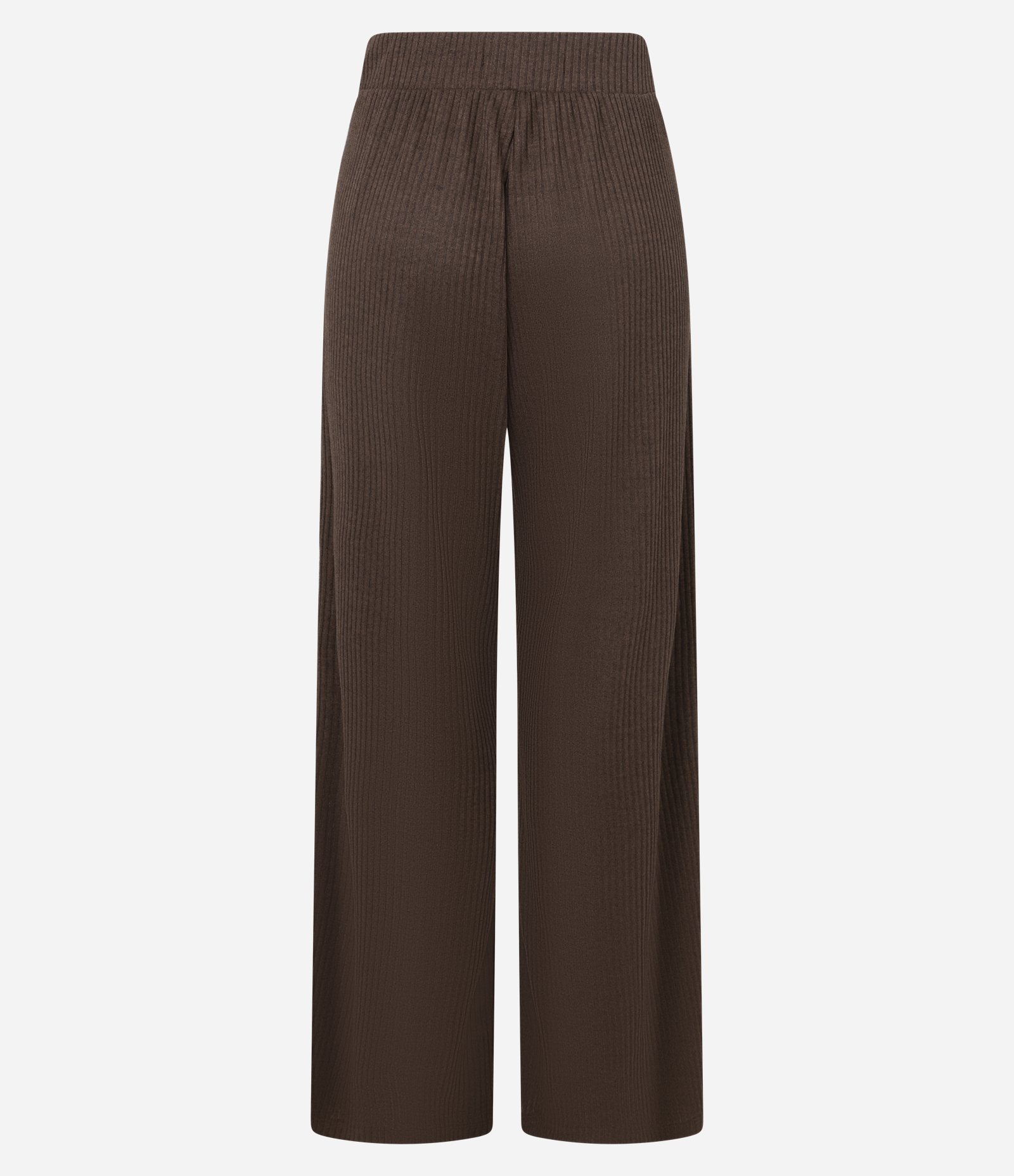 Calça Wide Leg em Ribana Texturizada Marrom 3