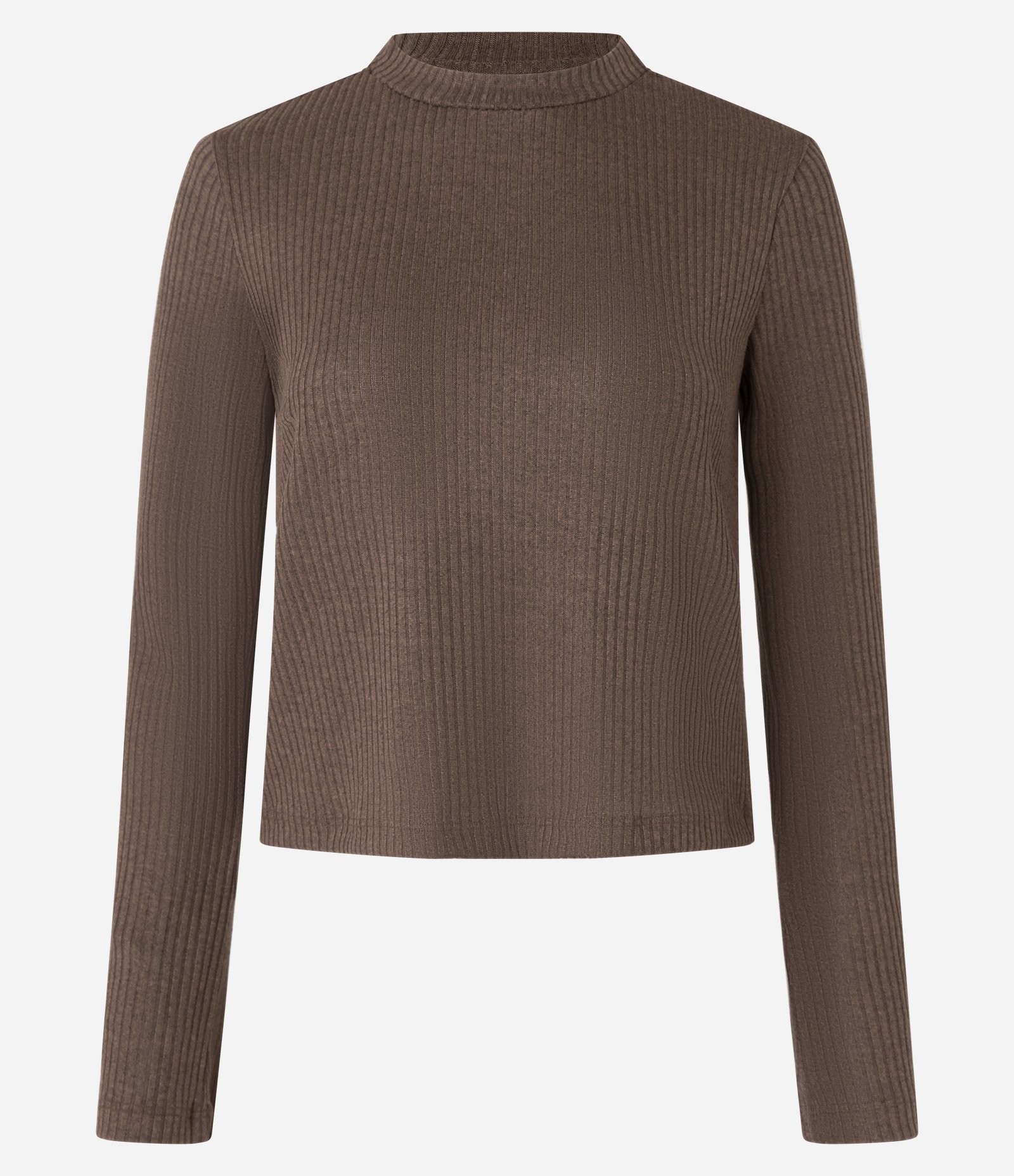Blusa em Ribana Texturizada com Golinha Alta Marrom 1