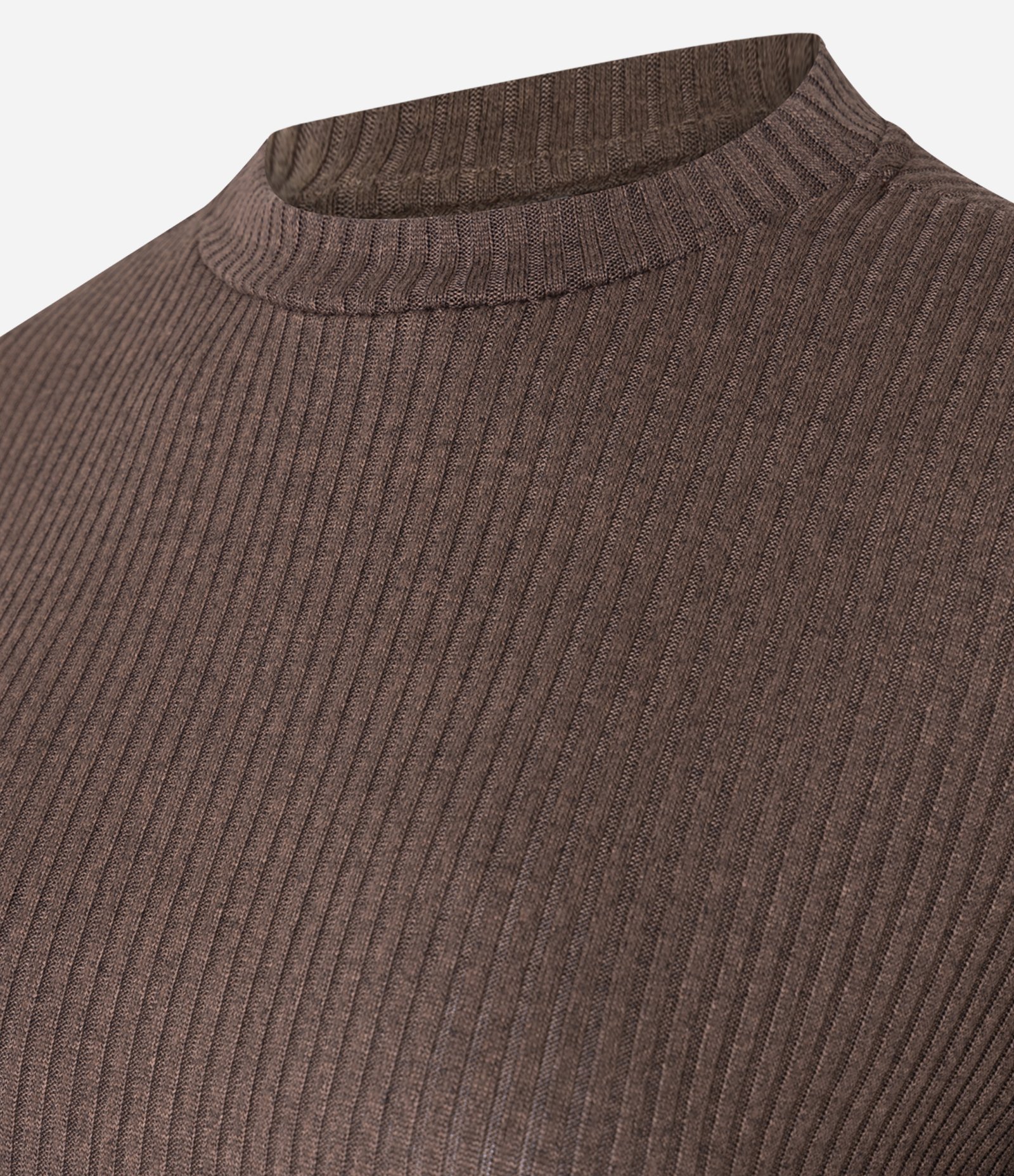 Blusa em Ribana Texturizada com Golinha Alta Marrom 2