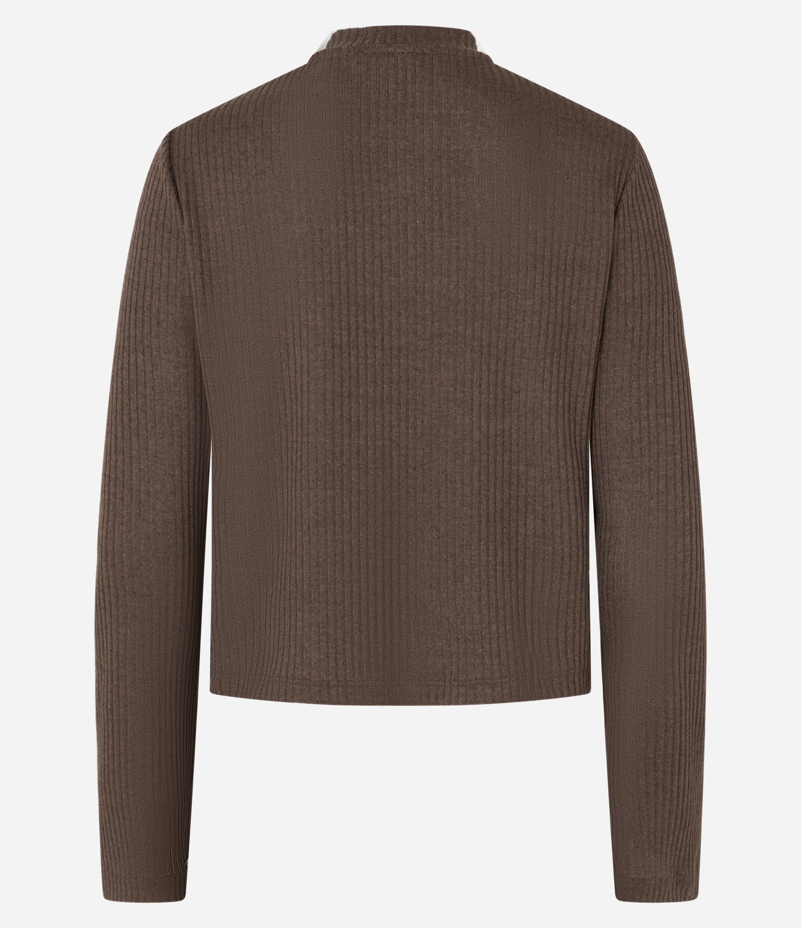 Blusa em Ribana Texturizada com Golinha Alta Marrom 3