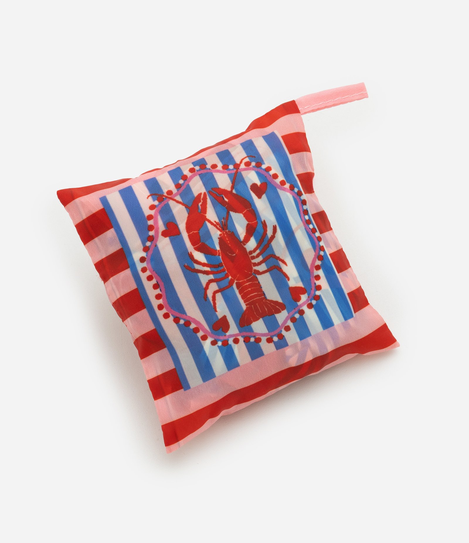 Sacola Dobrável com Estampa Listrada e Lagosta Vermelho 5