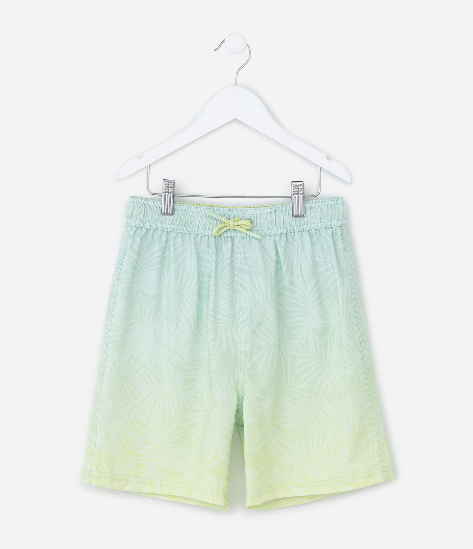 Bermuda Infantil de Banho Degradê com Folhagens - Tam 5 a 14 Anos Verde 1