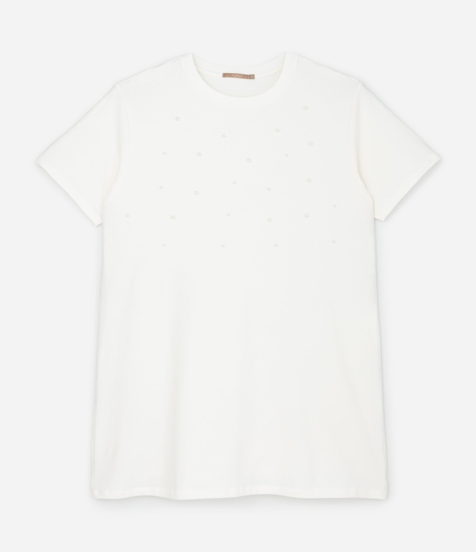 Vestido Curto em Moletinho com Brilhinhos Aplicados Curve & Plus Size Off White 1