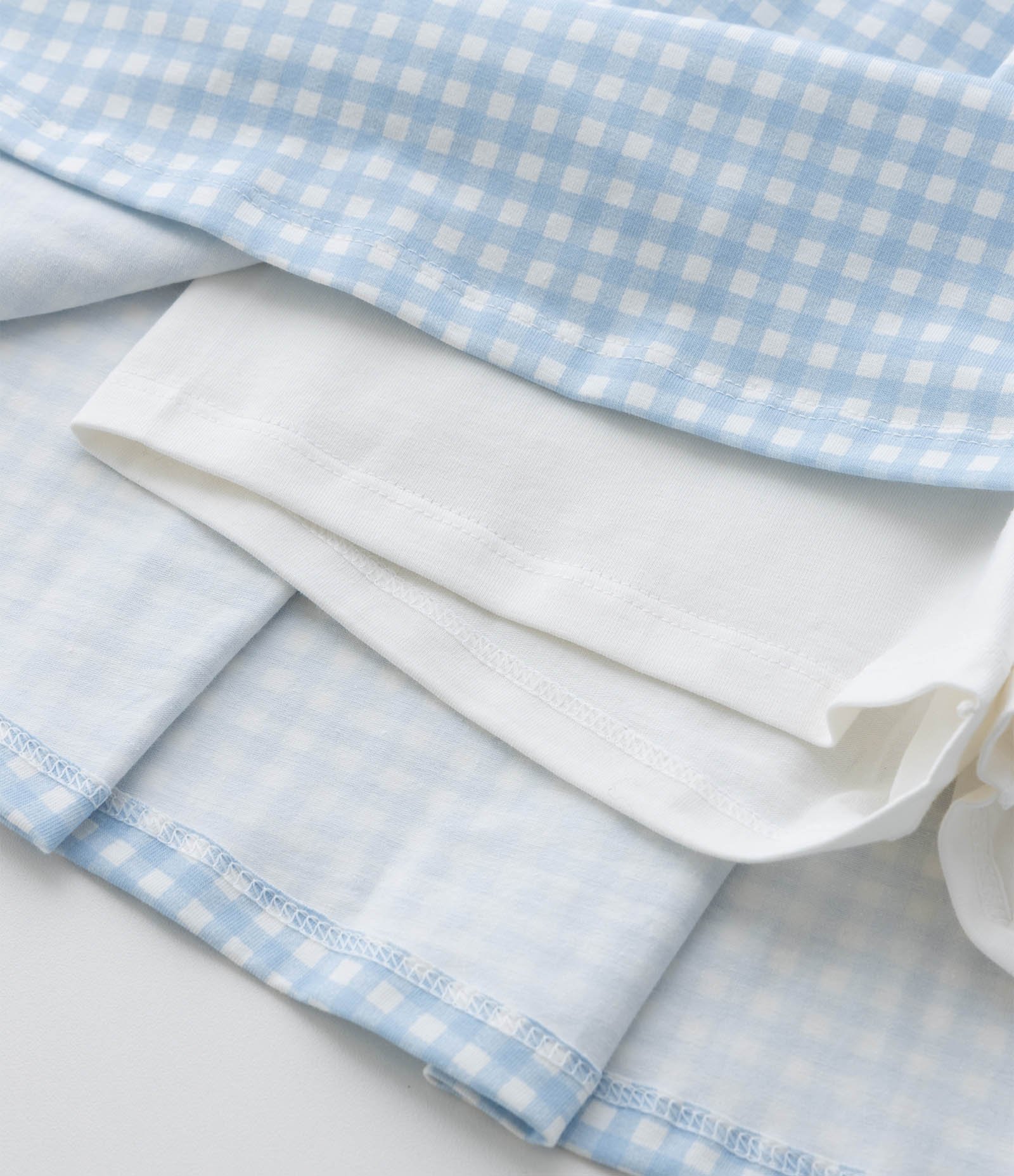 Short Saia Infantil com Estampa Xadrez Vichy - Tam 5 a 16 Anos Branco/Azul 5