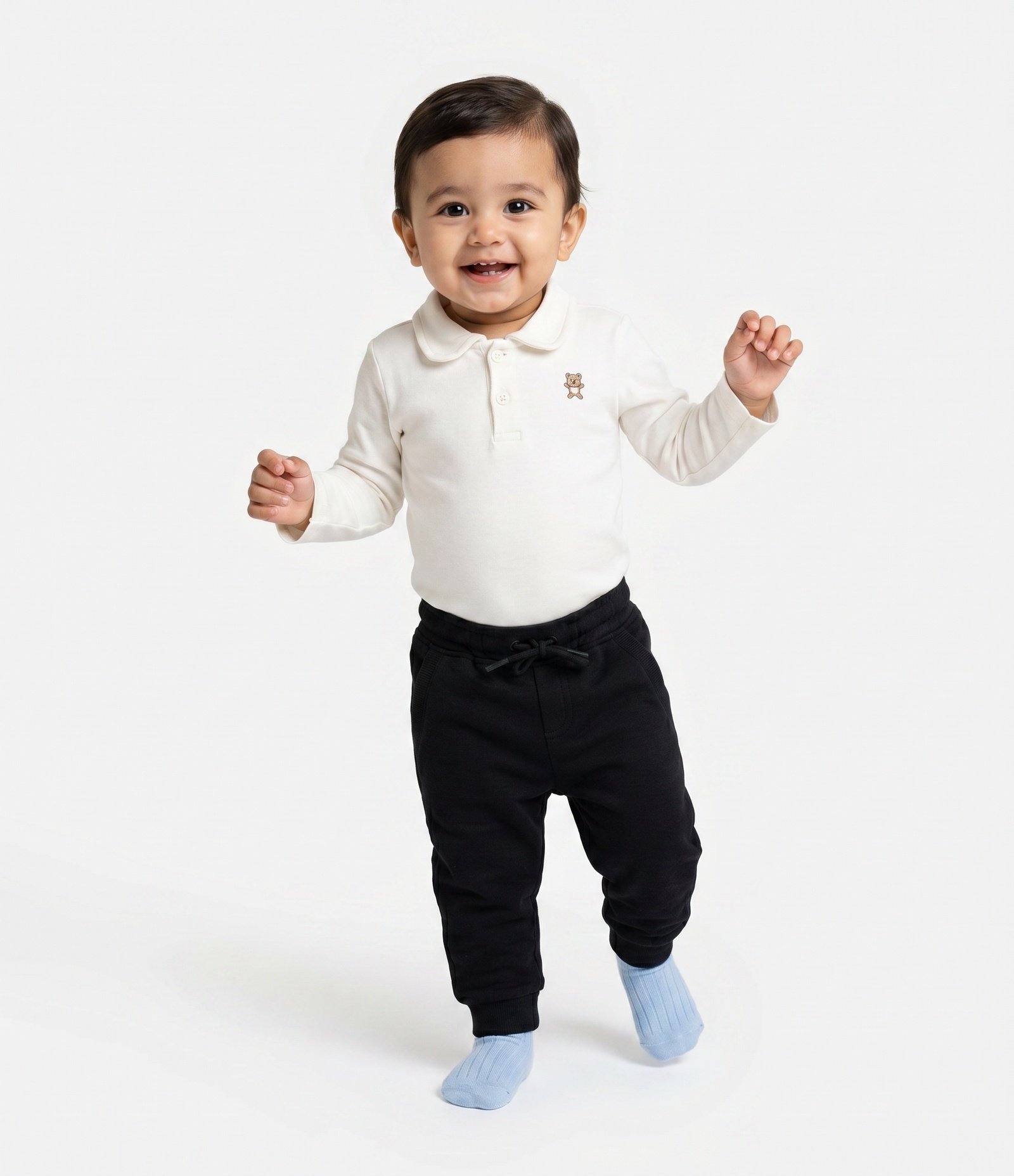 Calça Bebê com Cordão Ajustável - Tam RN a 18 Meses Preto 1