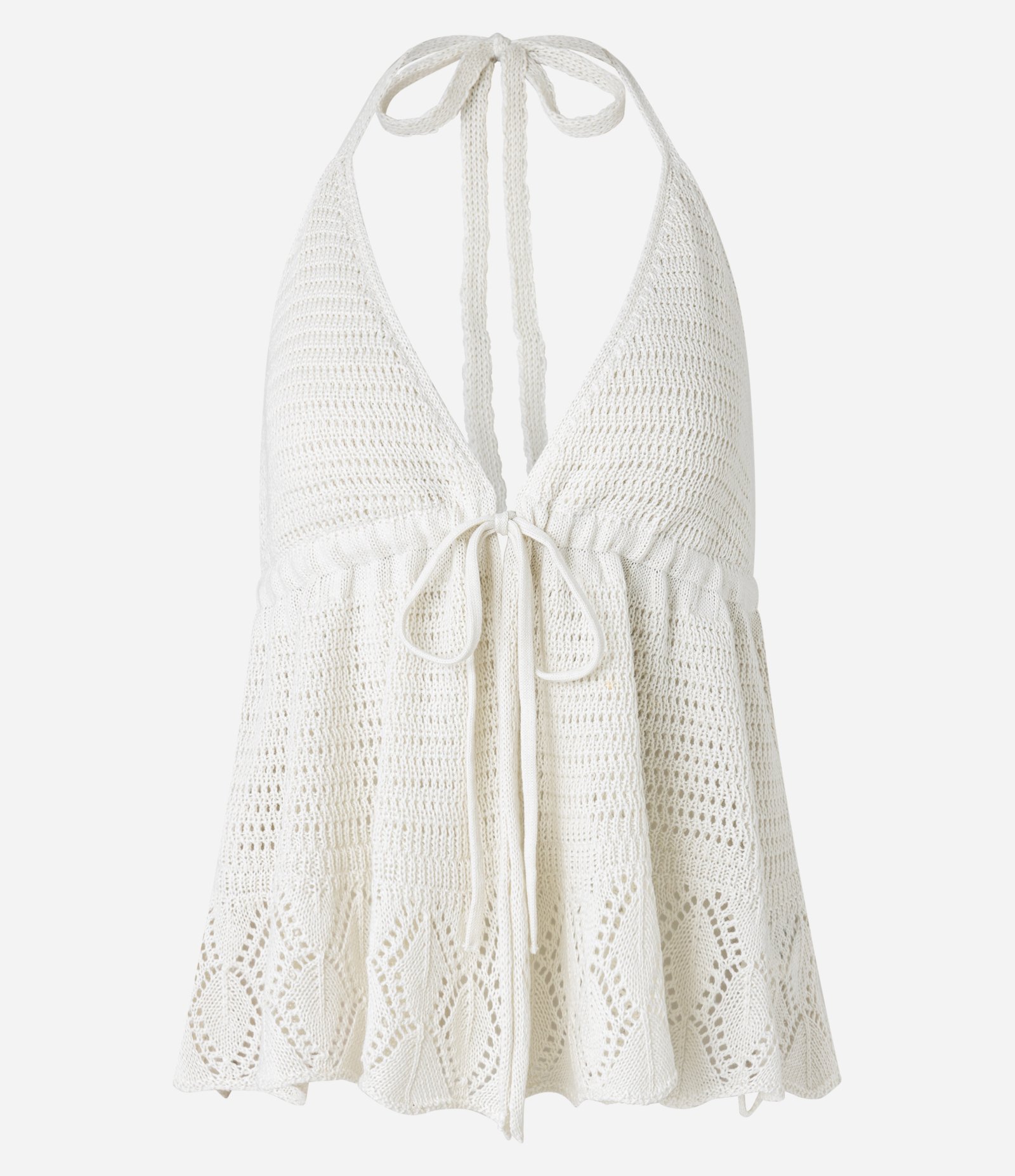 Blusa Frente Única em Tricô com Amarração Branco 1